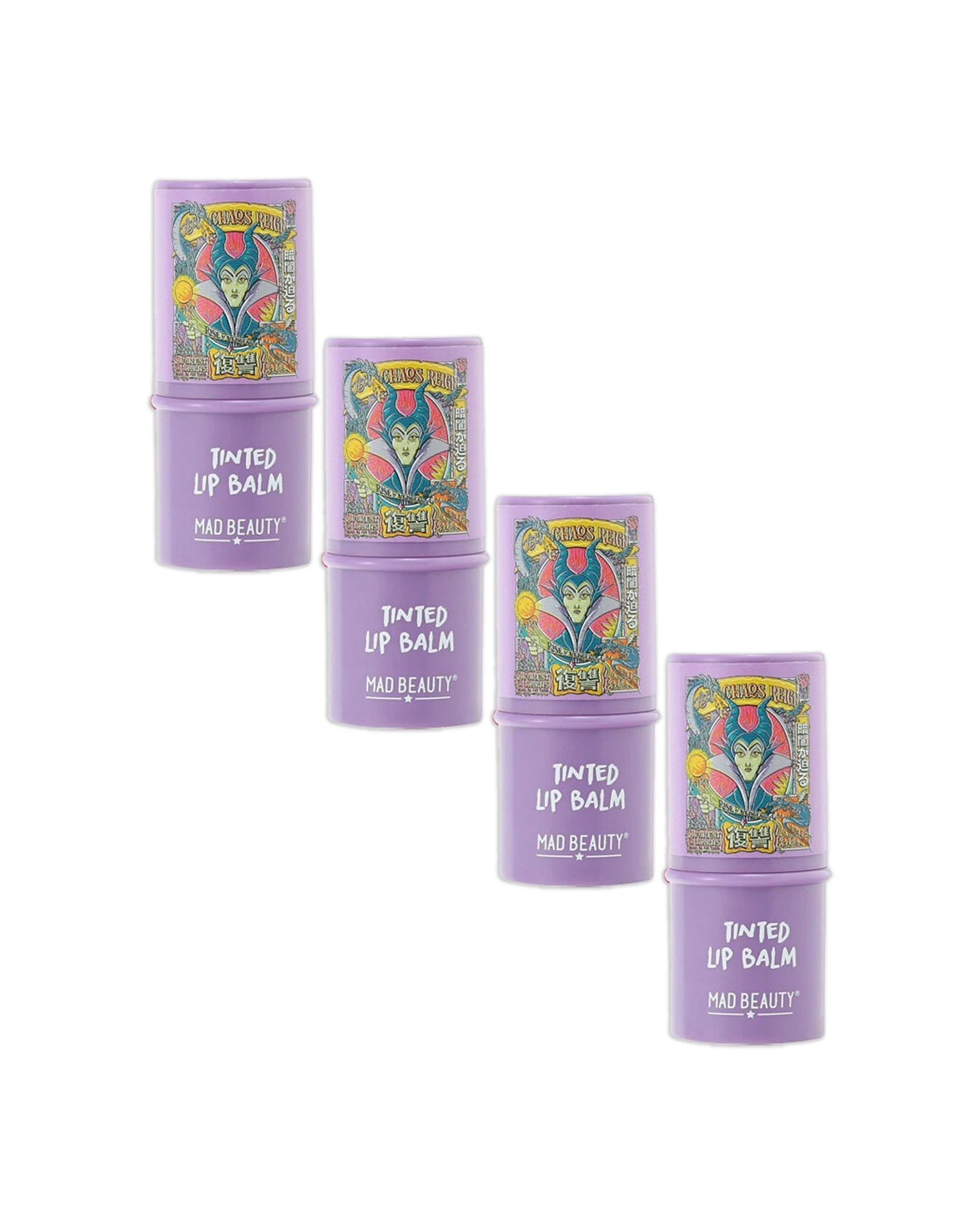 1 Disney 4PK Wicked Villains Maleficent Scented Tinted Lip Balm Blackcurrant - Purple, 1 of 4