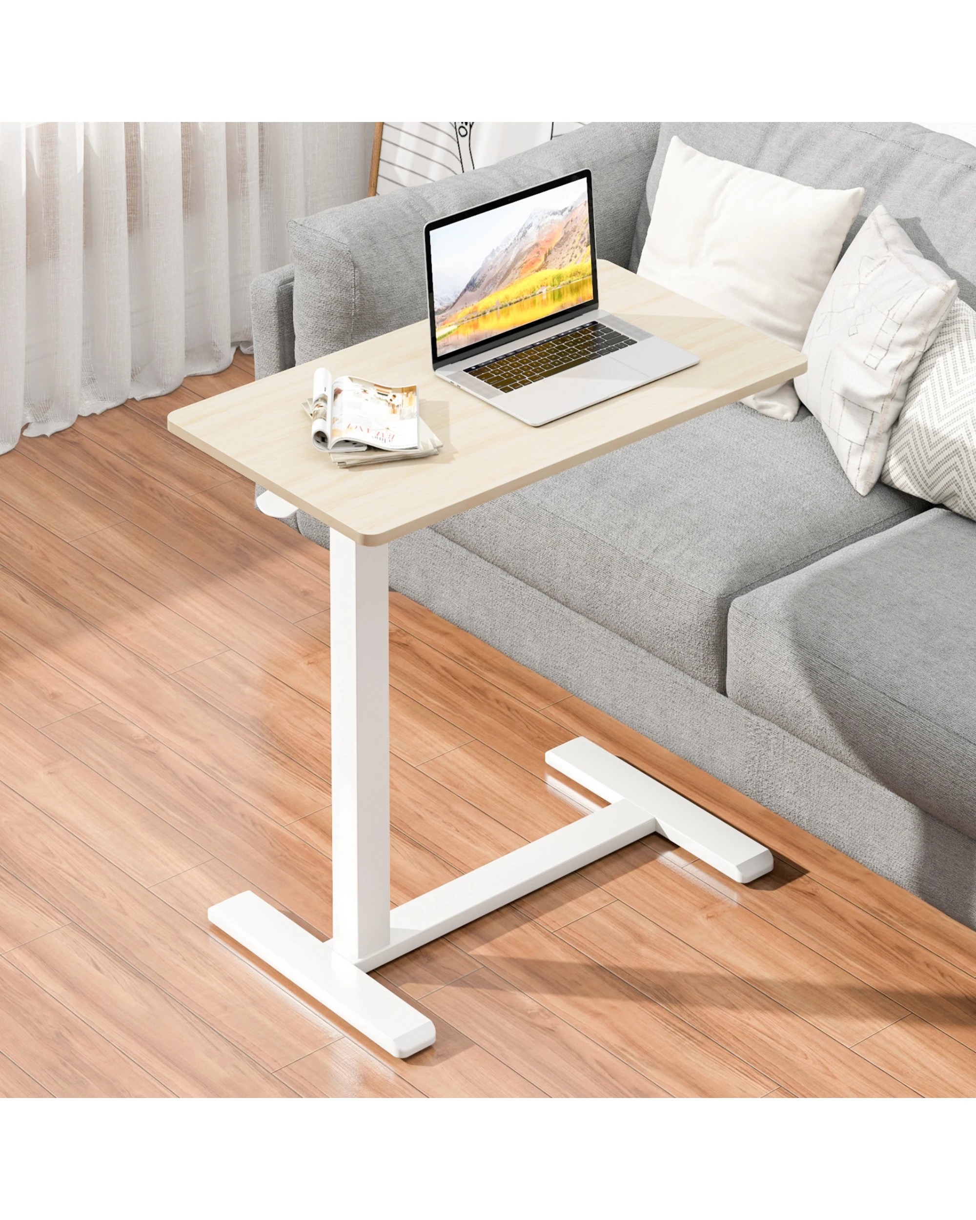 4 Advwin Mobile Standing Desk Pneumatic Height Adjustable Laptop Desk 70cm - Black, 4 of 8