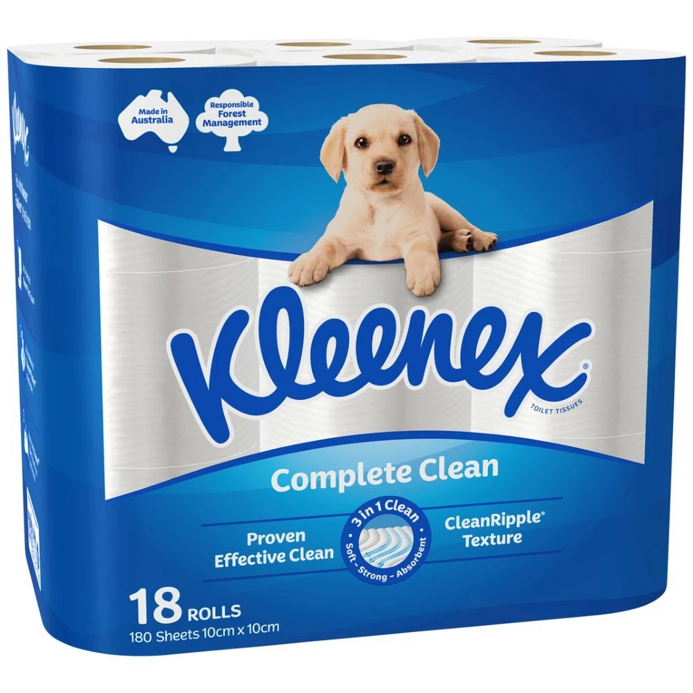 1 Kleenex Complete Clean Toilet Tissue 18 Pack, 1 of 5