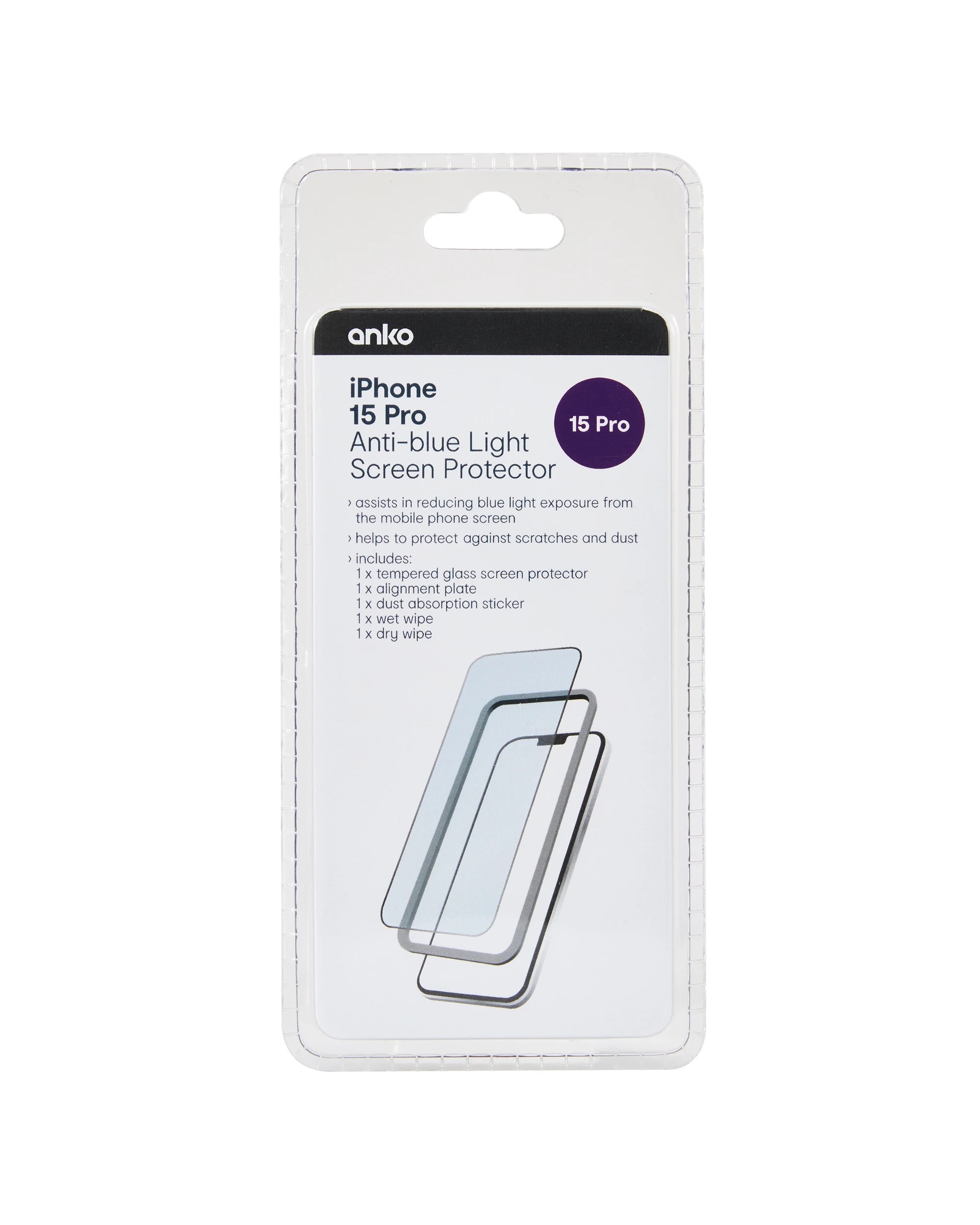 1 iPhone 15 Pro Anti-Blue Light Screen Protector, 1 of 3