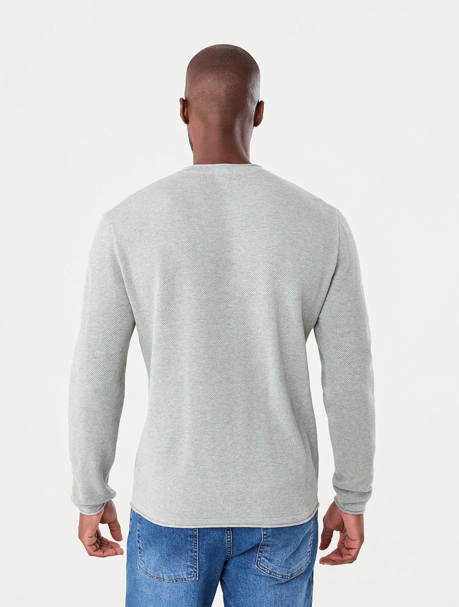 3 Lightweight Textured Knit Jumper Grey Marle, 3 of 7