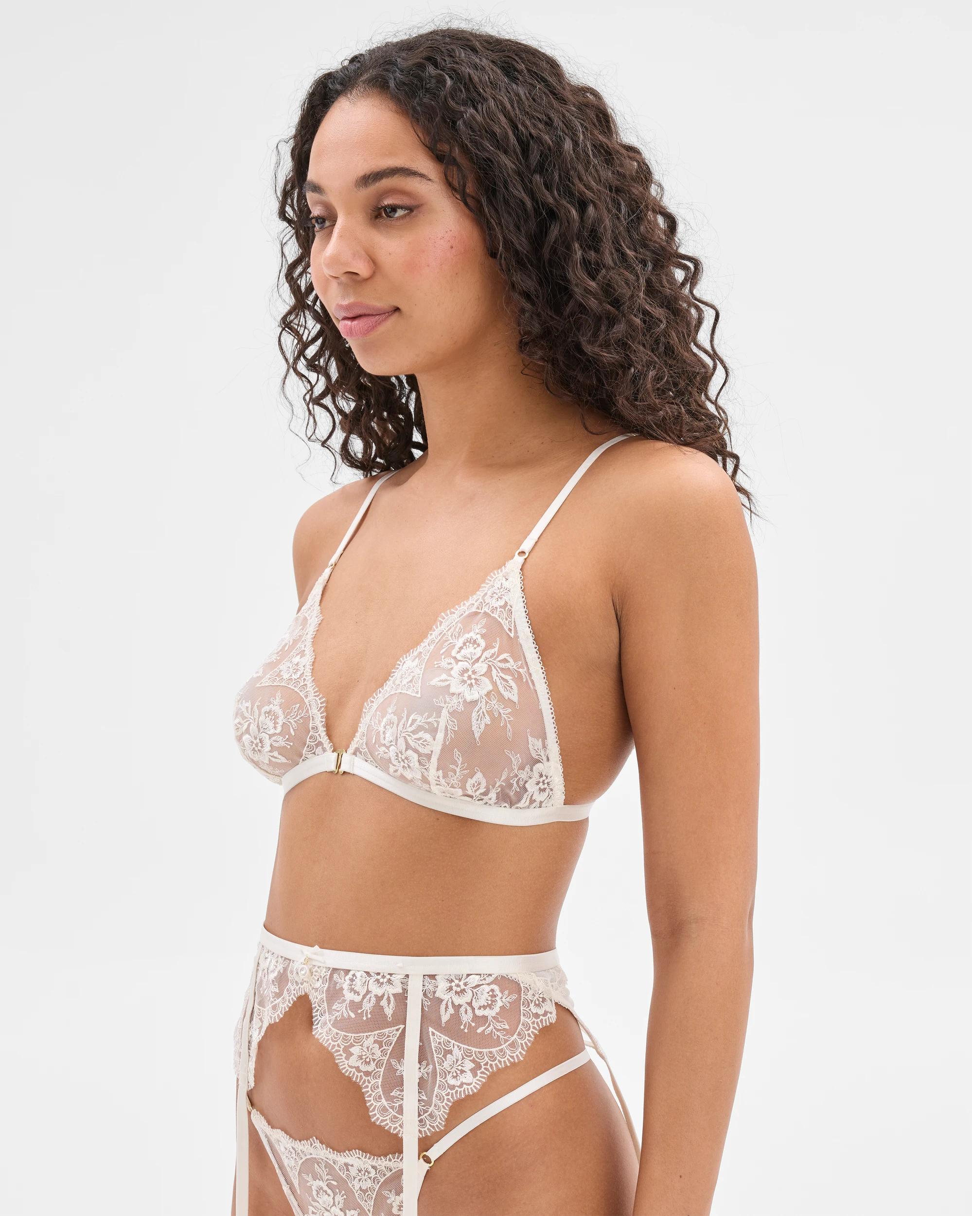 3 Target Womens Dove Embroidered Lace Bralette GARDENIA, 3 of 4