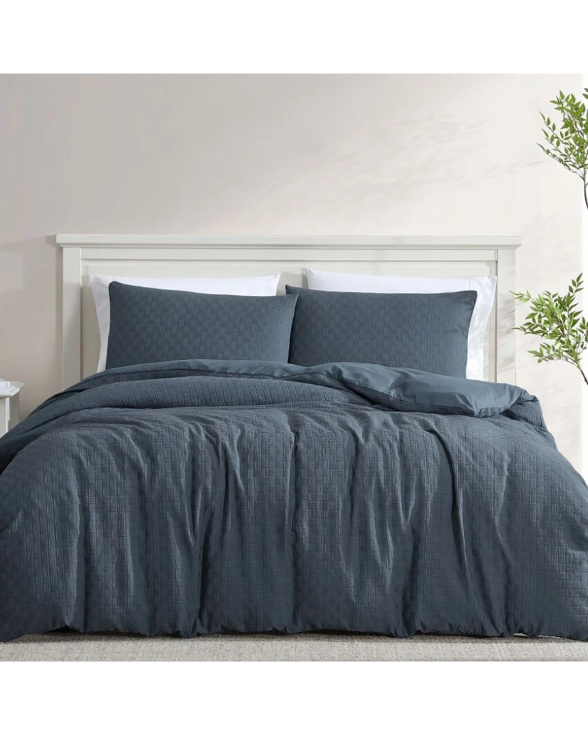 1 Ardor Soft Geo Textured Alexander Quilt Duvet Cover Set Queen - Blue, 1 of 1