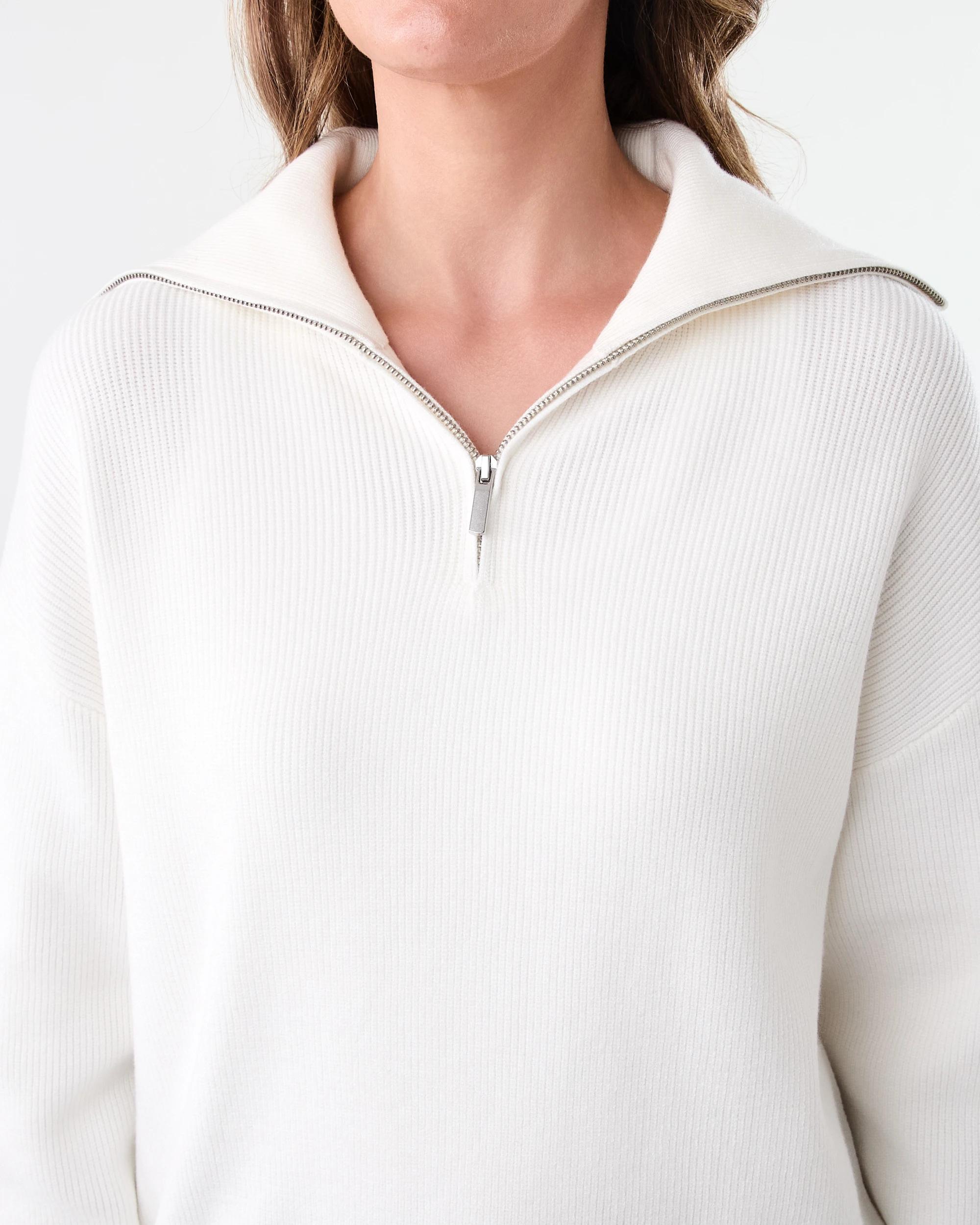 5 Ribbed Zip Through Jumper Cld White, 5 of 8