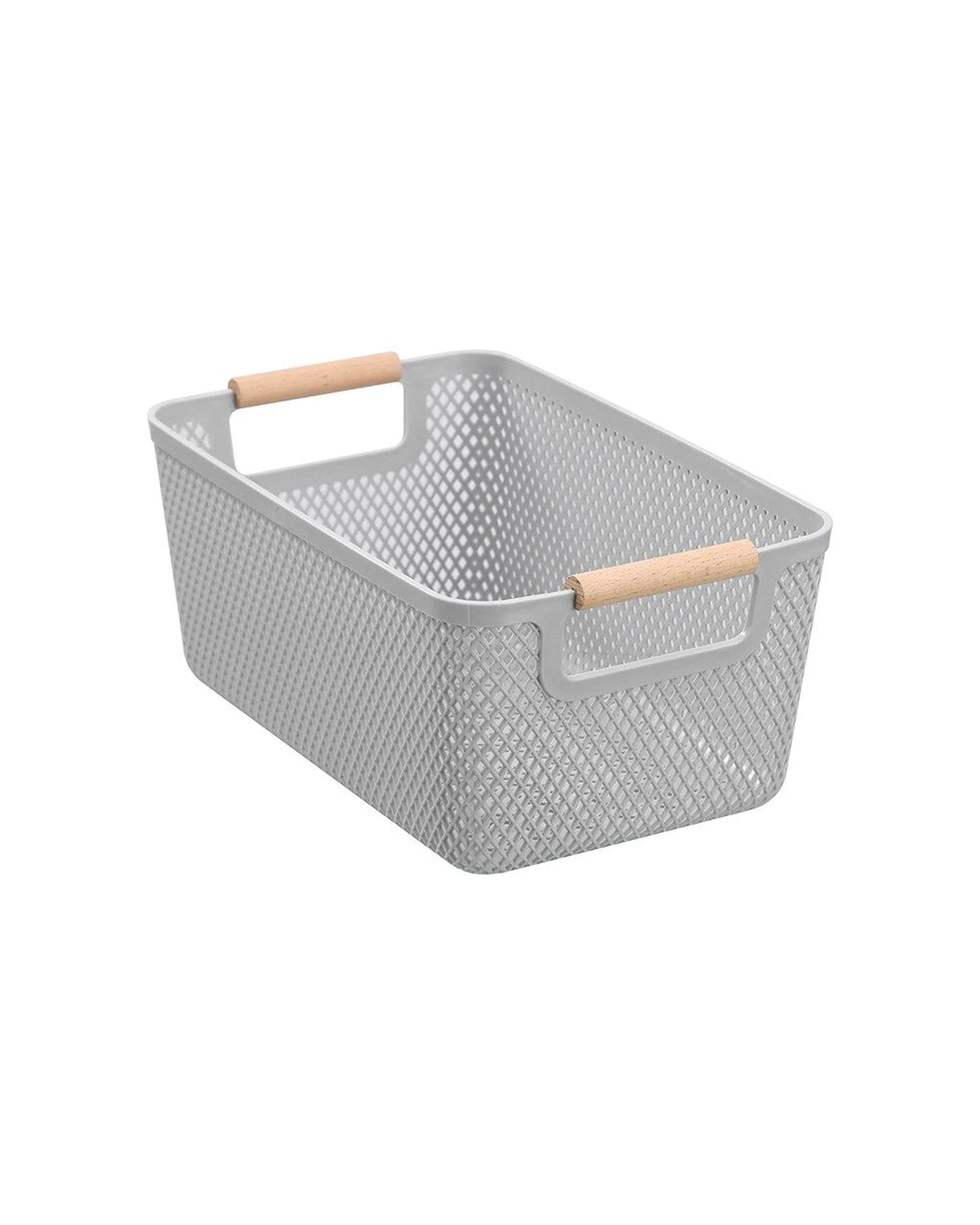 3 Boxsweden 6PK Mesh Plastic Basket Wood Handle Medium 31x20x14cm - Multi, 3 of 7
