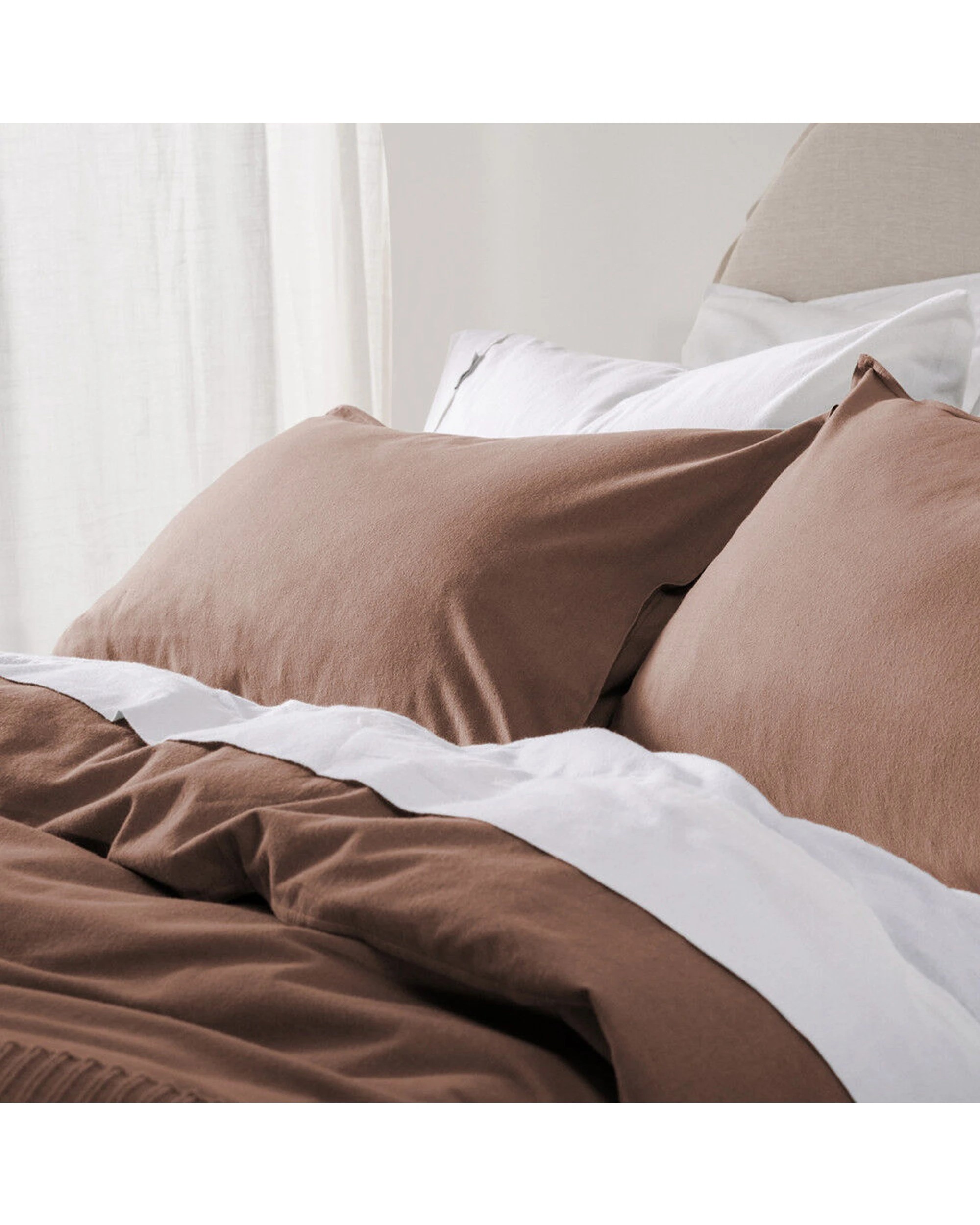 3 Canningvale Cozi Cotton Flannelette Quilt Bed Bedding Cover Set Nutmeg Single - Brown, 3 of 4