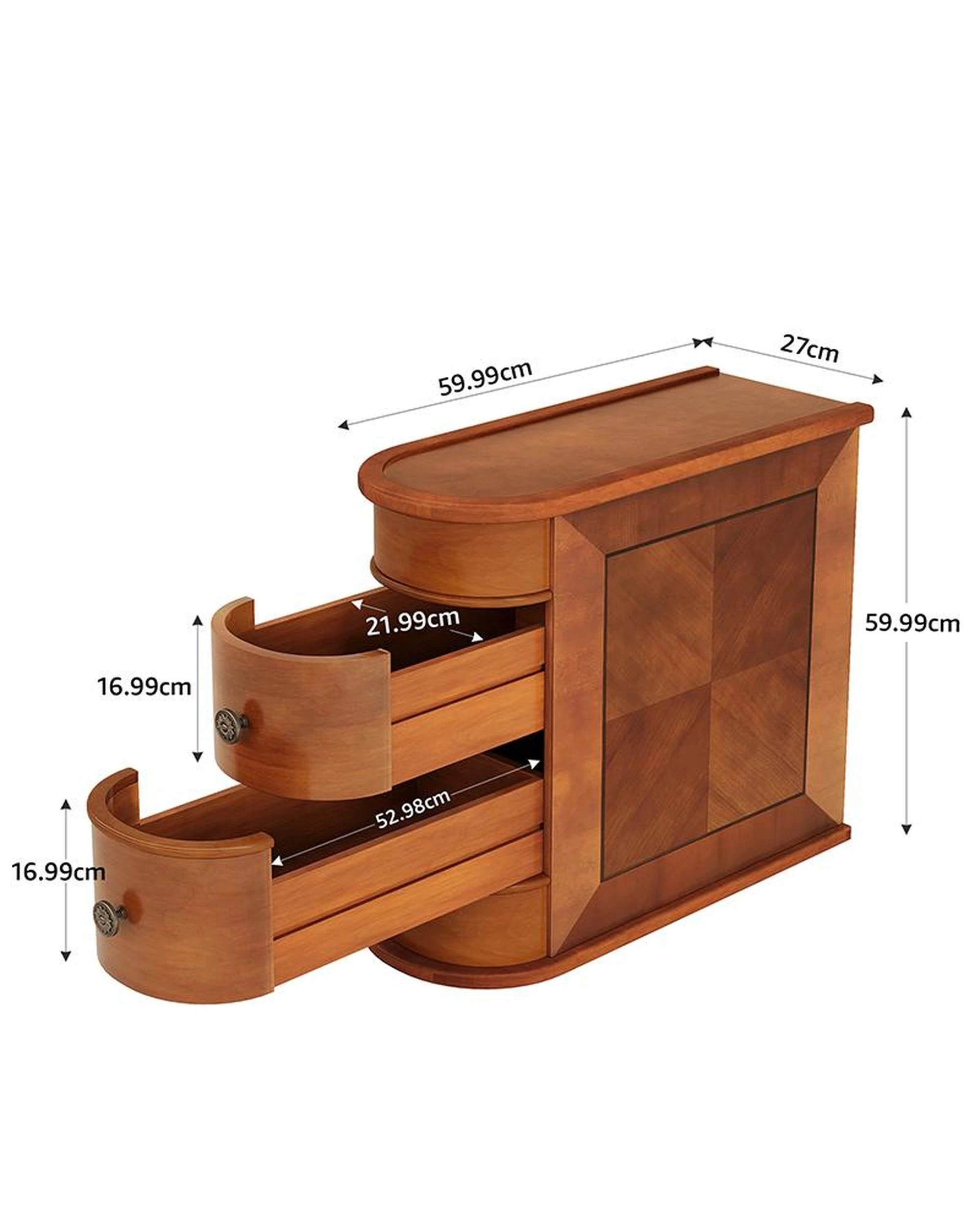 5 OAKORY 60cm End Table with 2 Drawers, Fully Assembled Narrow Side Table Walnut, 5 of 6