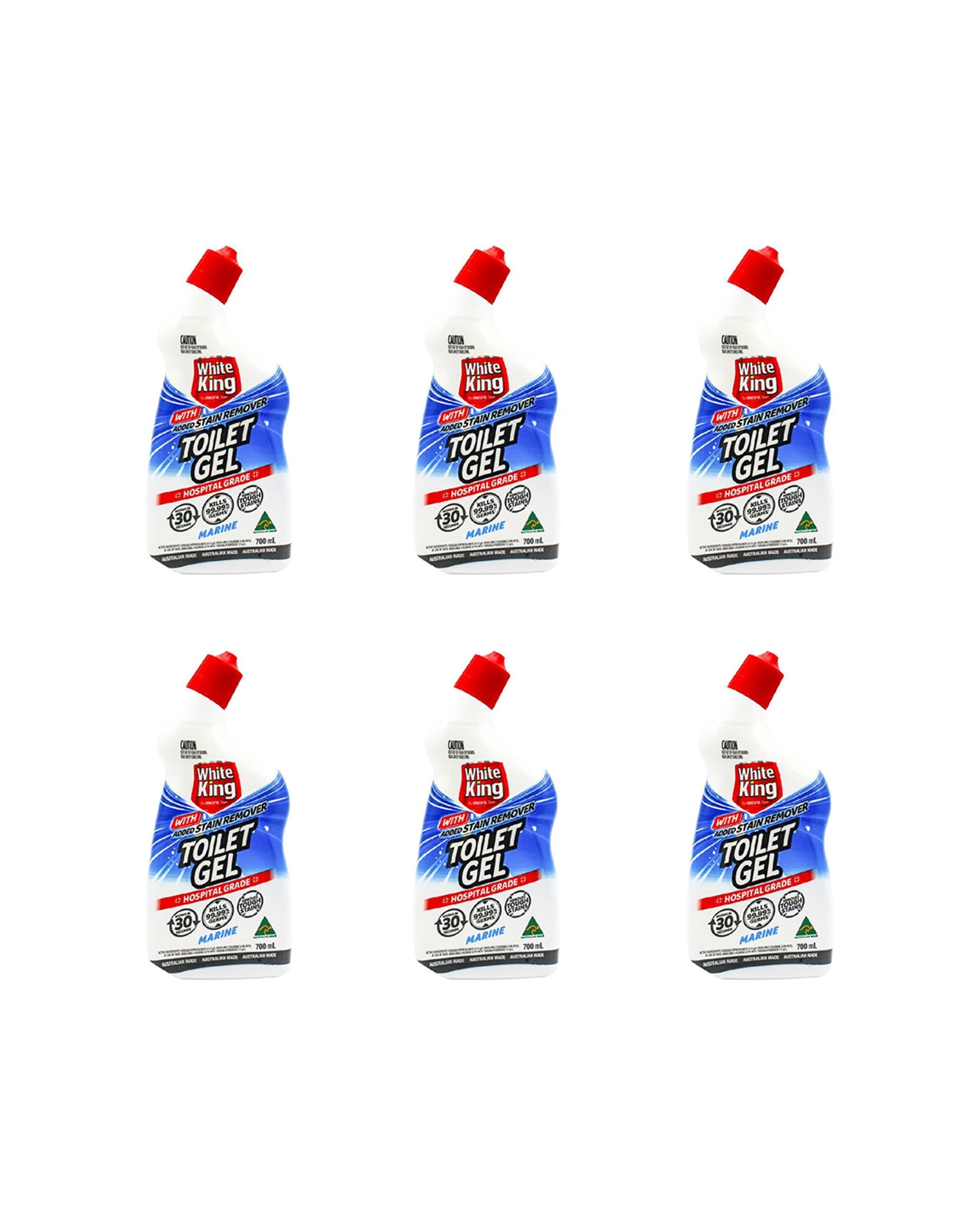 1 White King 6PK Toilet Gel Hospital Grade Cleaner 700ml Marine - Multi, 1 of 3