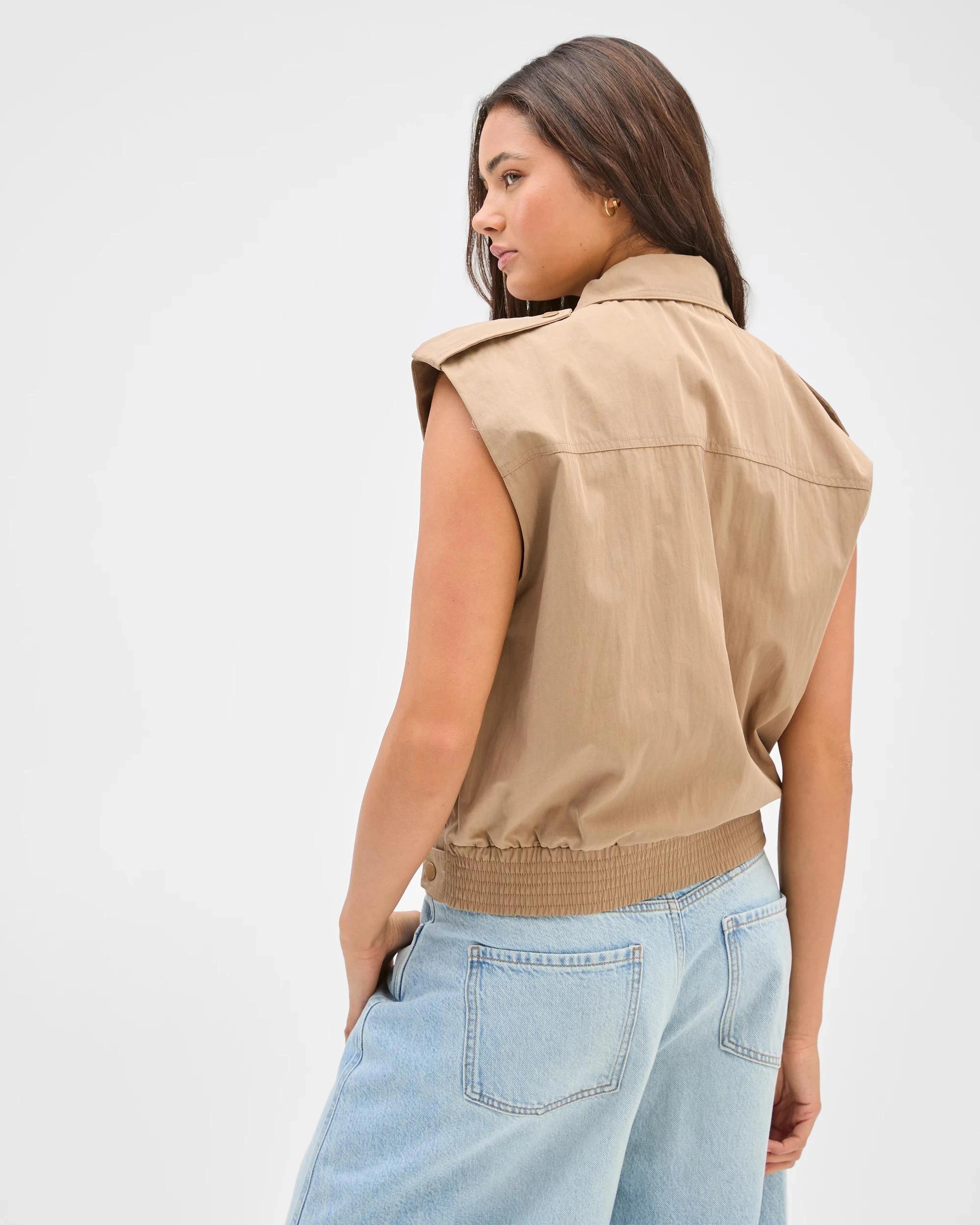 5 Lily Loves Australian Cotton Blend Oversized Utility Vest BUFF, 5 of 5