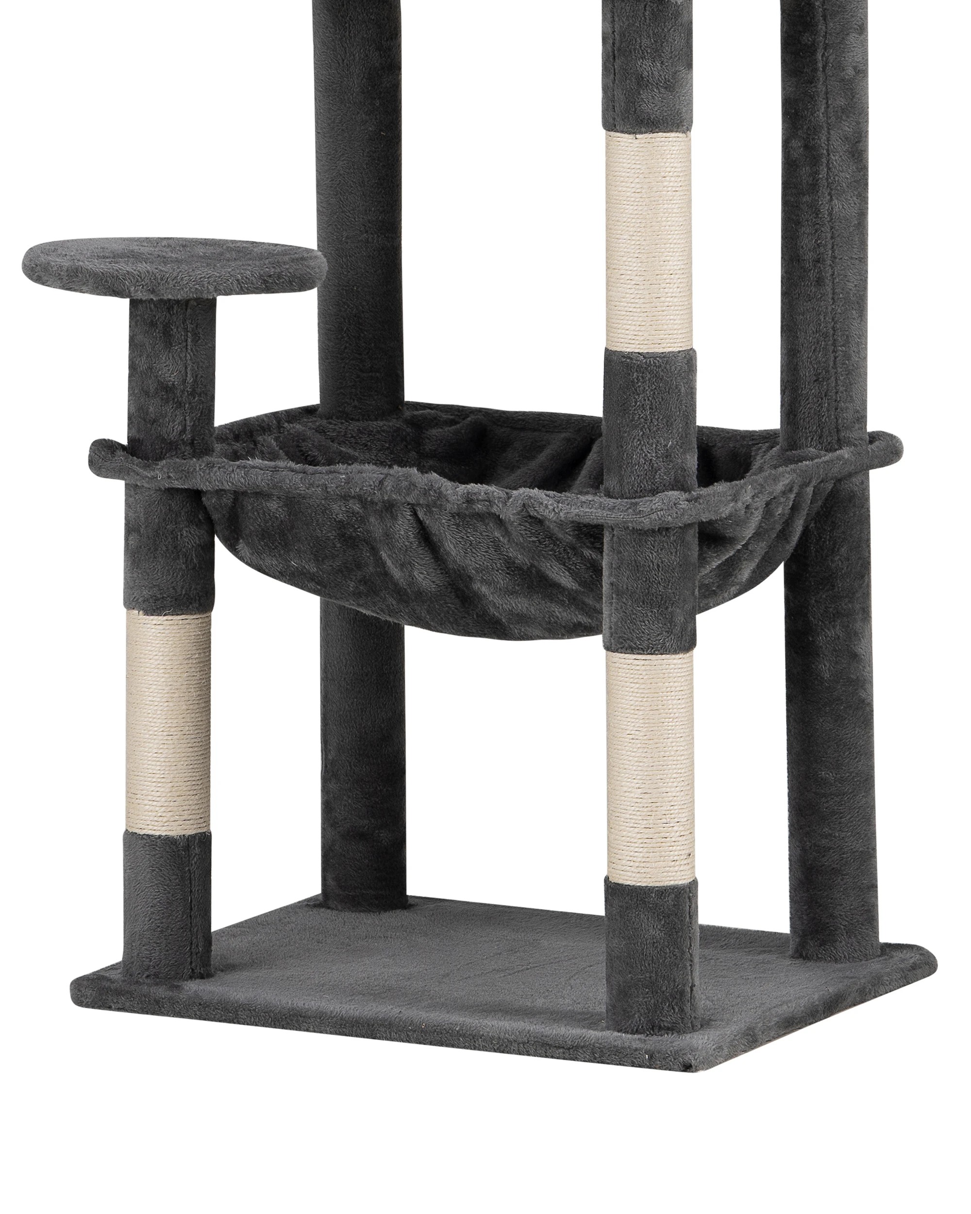6 Petzly Cat Tree Tower Scratching Post Scratcher Condo House Bed 142cm Dark Grey, 6 of 8