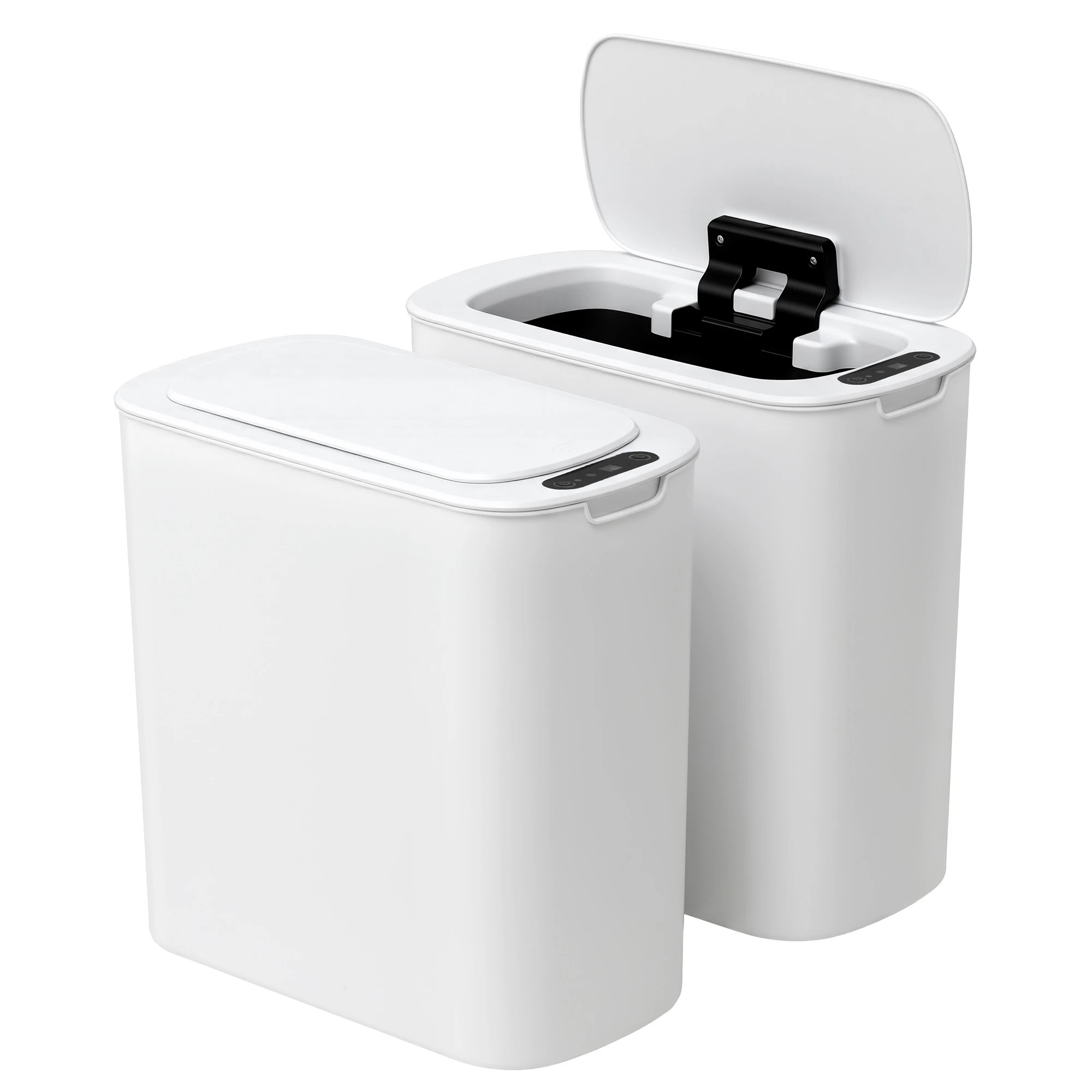 1 Devanti 11L Motion Sensor Kitchen Bins Slim Touchless Rubbish Can 2PCS - White, 1 of 7