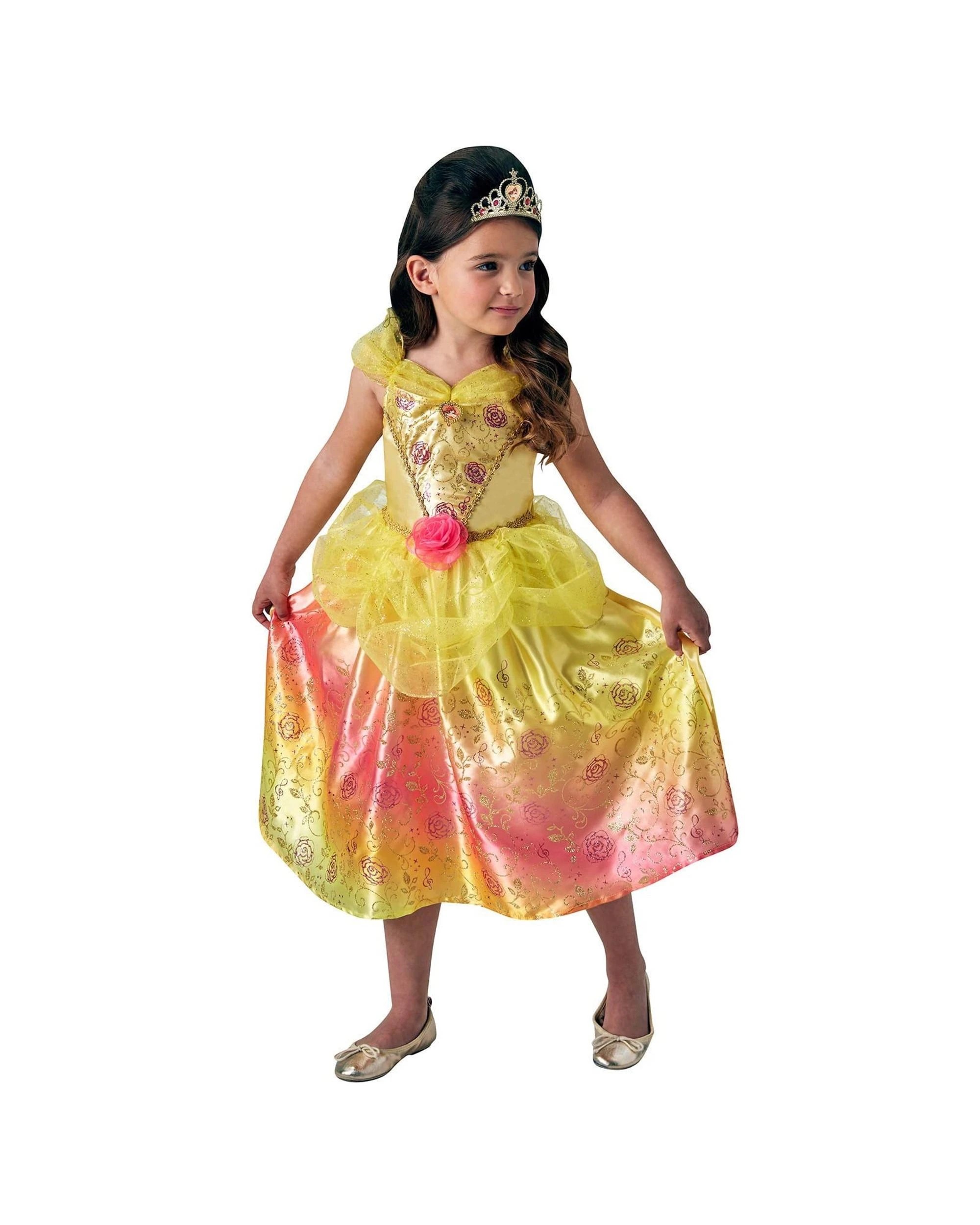 1 Disney Princess Belle Rainbow Deluxe Child Costume 6-8 Years, 1 of 3