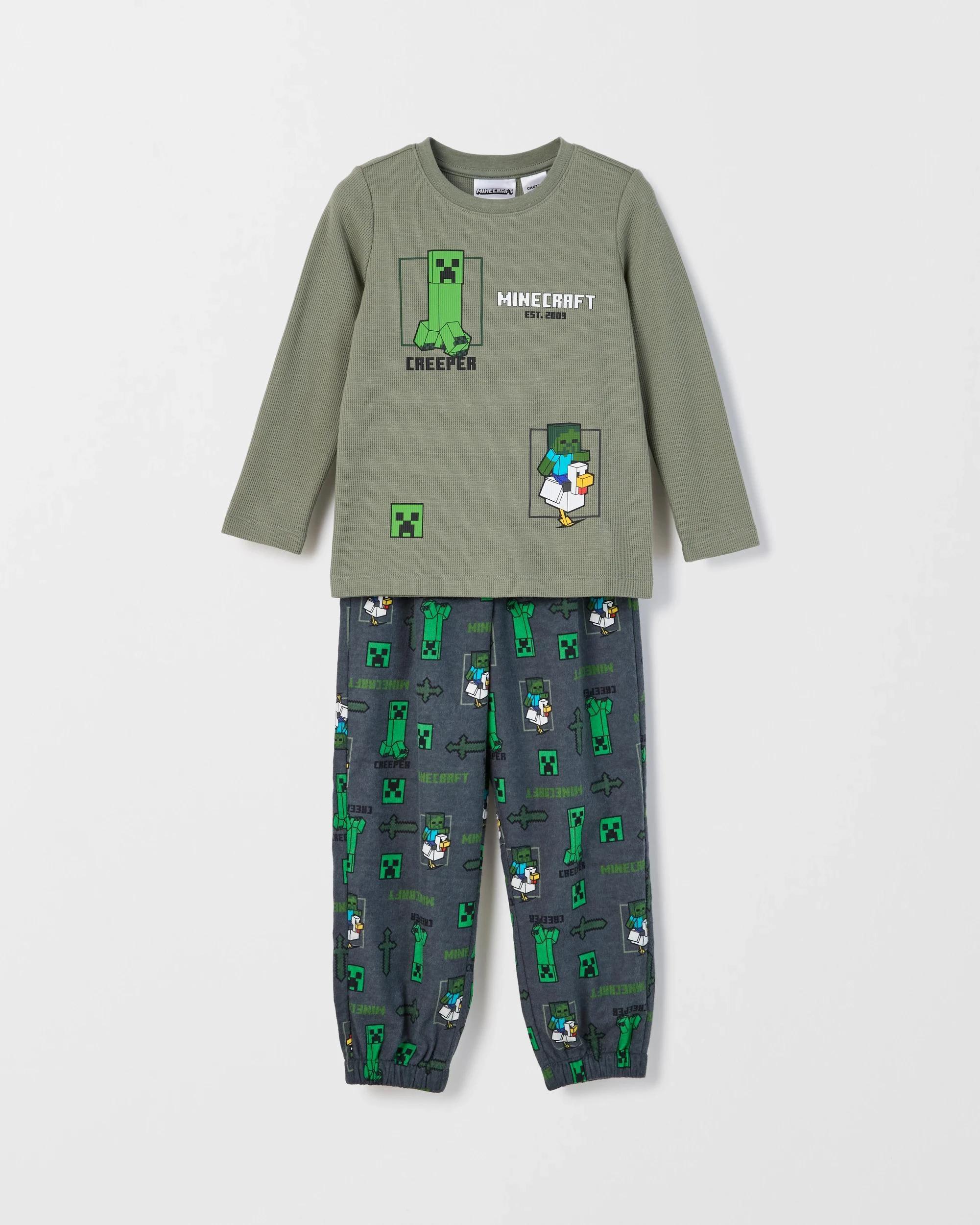 1 Minecraft Australian Cotton Younger Boys Knit/Flannelette Pyjama Set MINECRAFT, 1 of 3