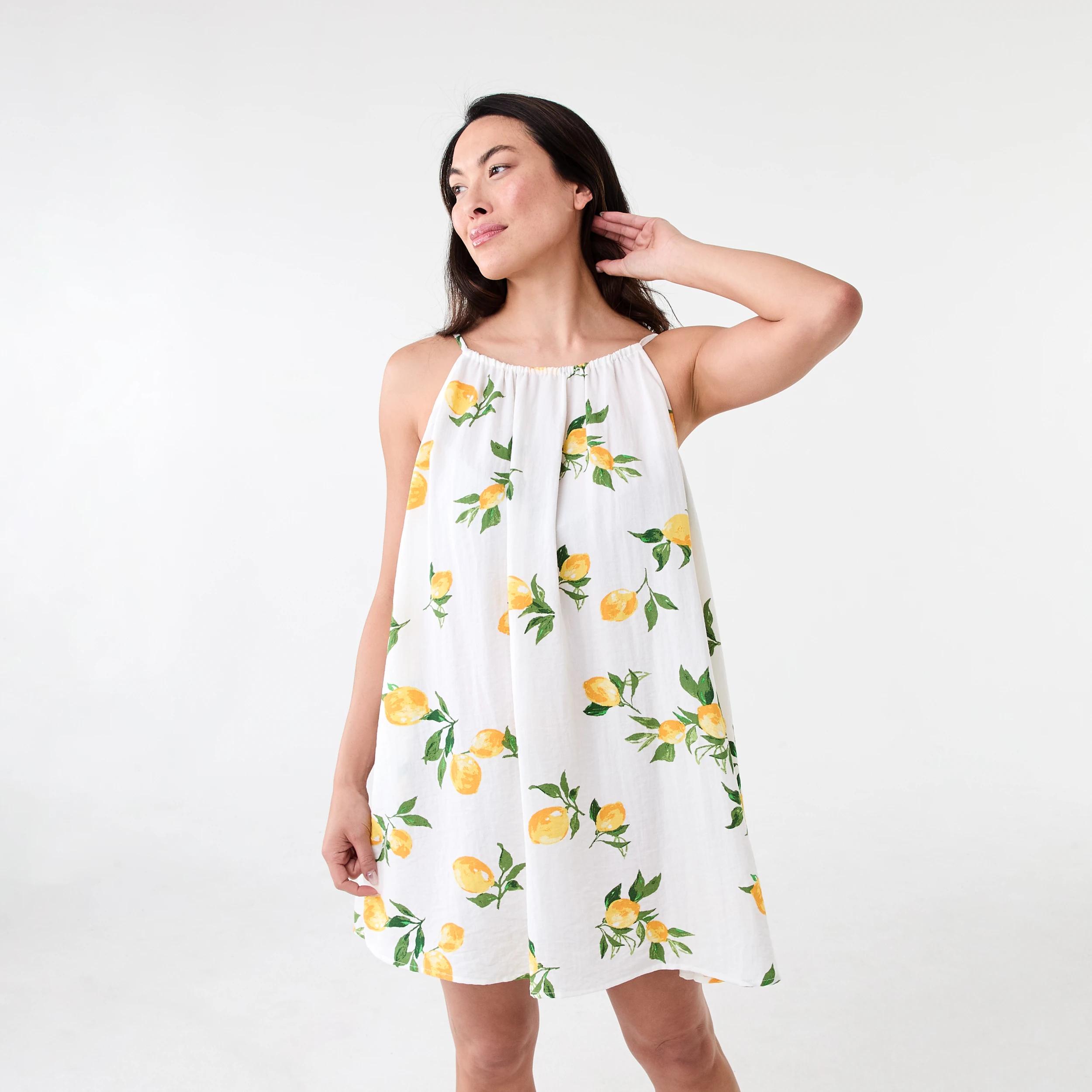 1 Sleeveless Textured Mini Dress Lemons, 1 of 7