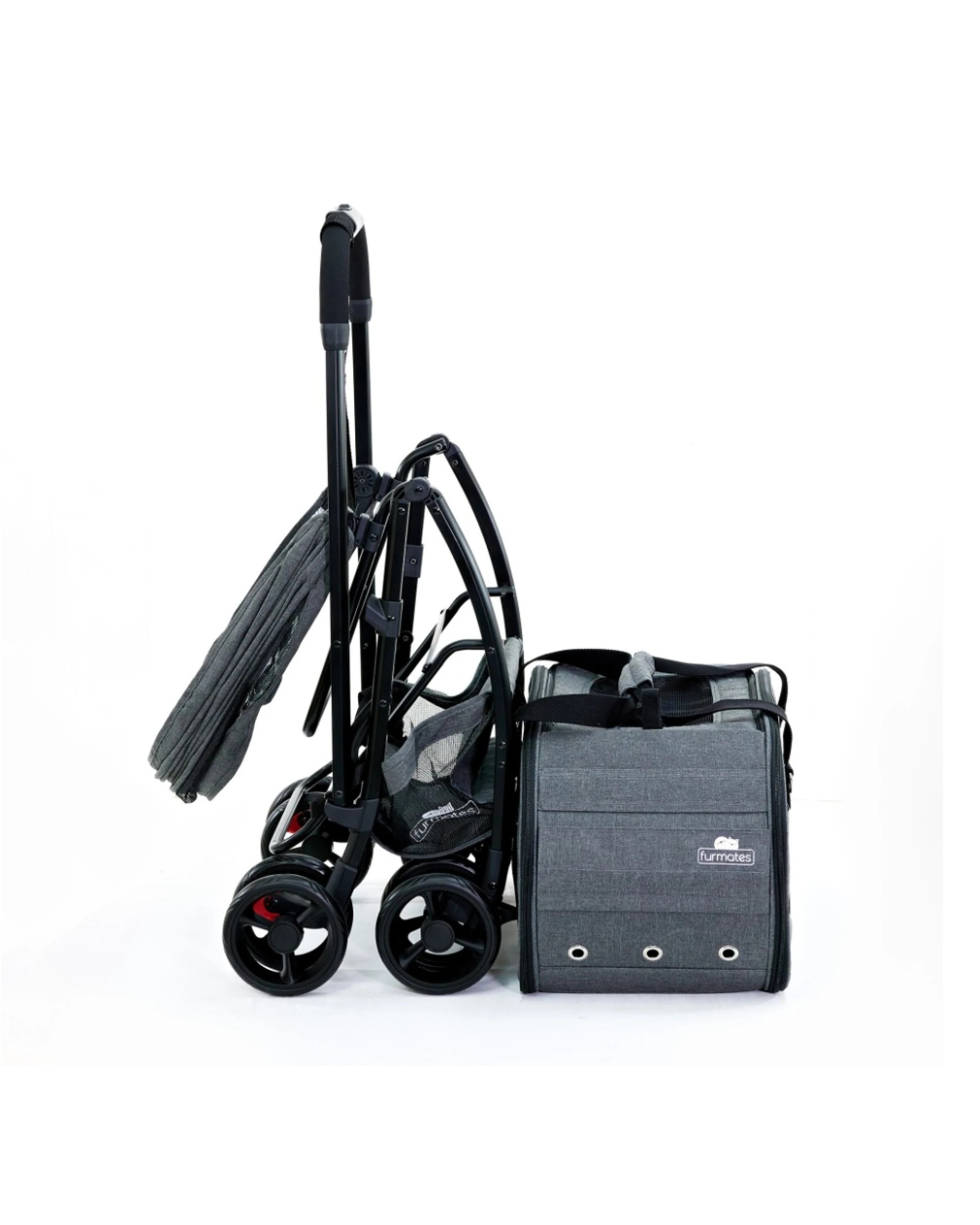 3 Furmates Walky Pet Stroller Pram Removable Carrier Sun Canopy 10kg One Hand Fold - Grey, 3 of 8