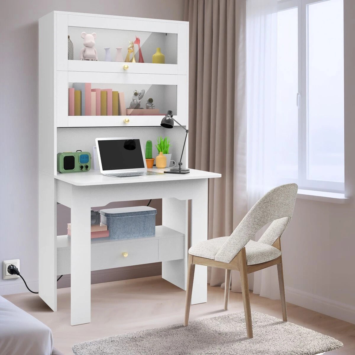 2 LUXSUITE Computer Desk Bookshelf Office Study Work Folding, 2 of 7