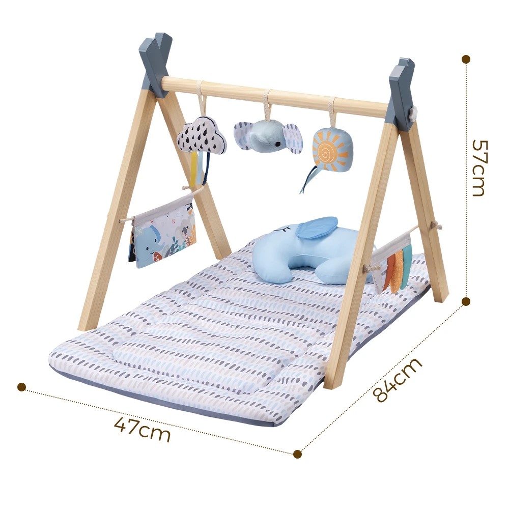 2 Playpals Kids Play Mat Gym Tummy Time Baby Activity Mat with 3 Hanging Toys - Multi, 2 of 3