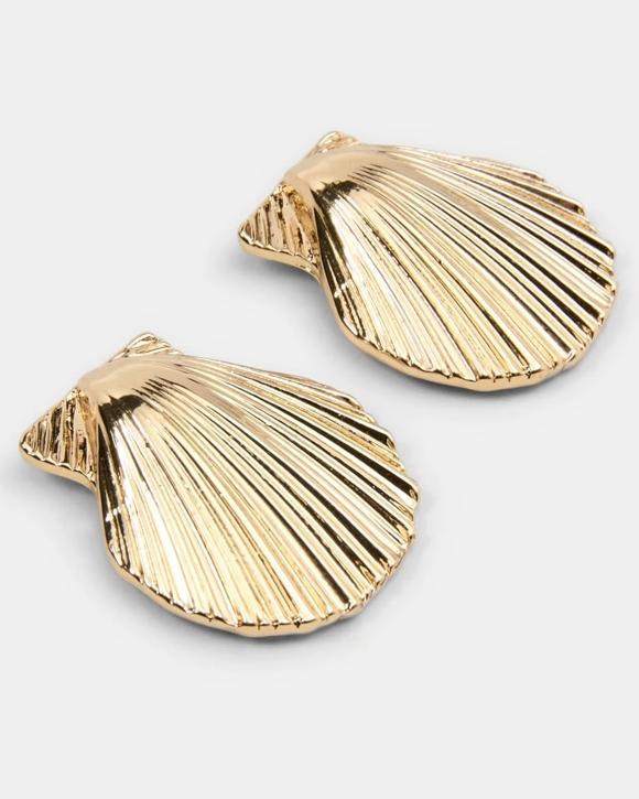 Faux Shell Stud - Gold Tone