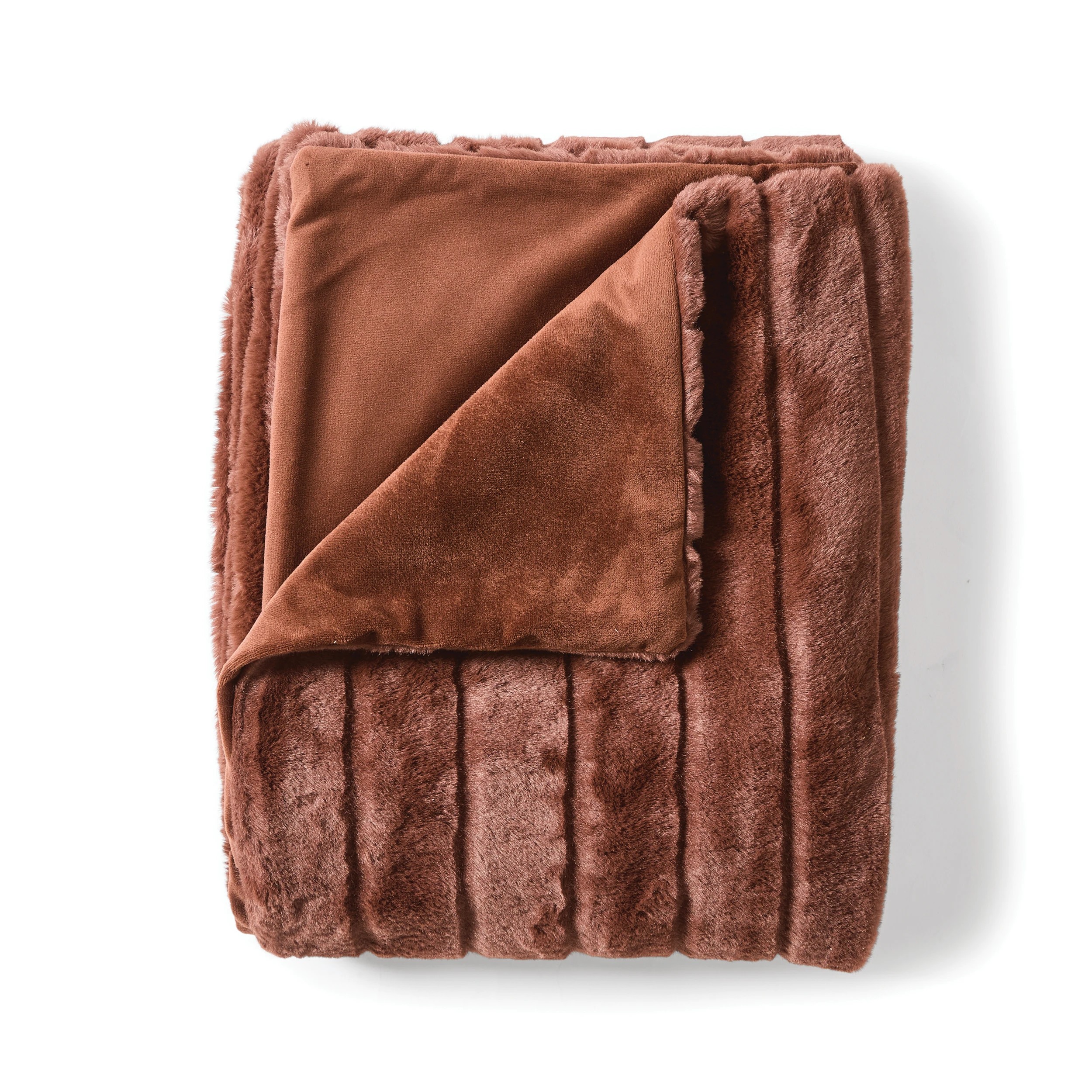 4 Faux Fur Stripe Throw - Chocolate, 4 of 6