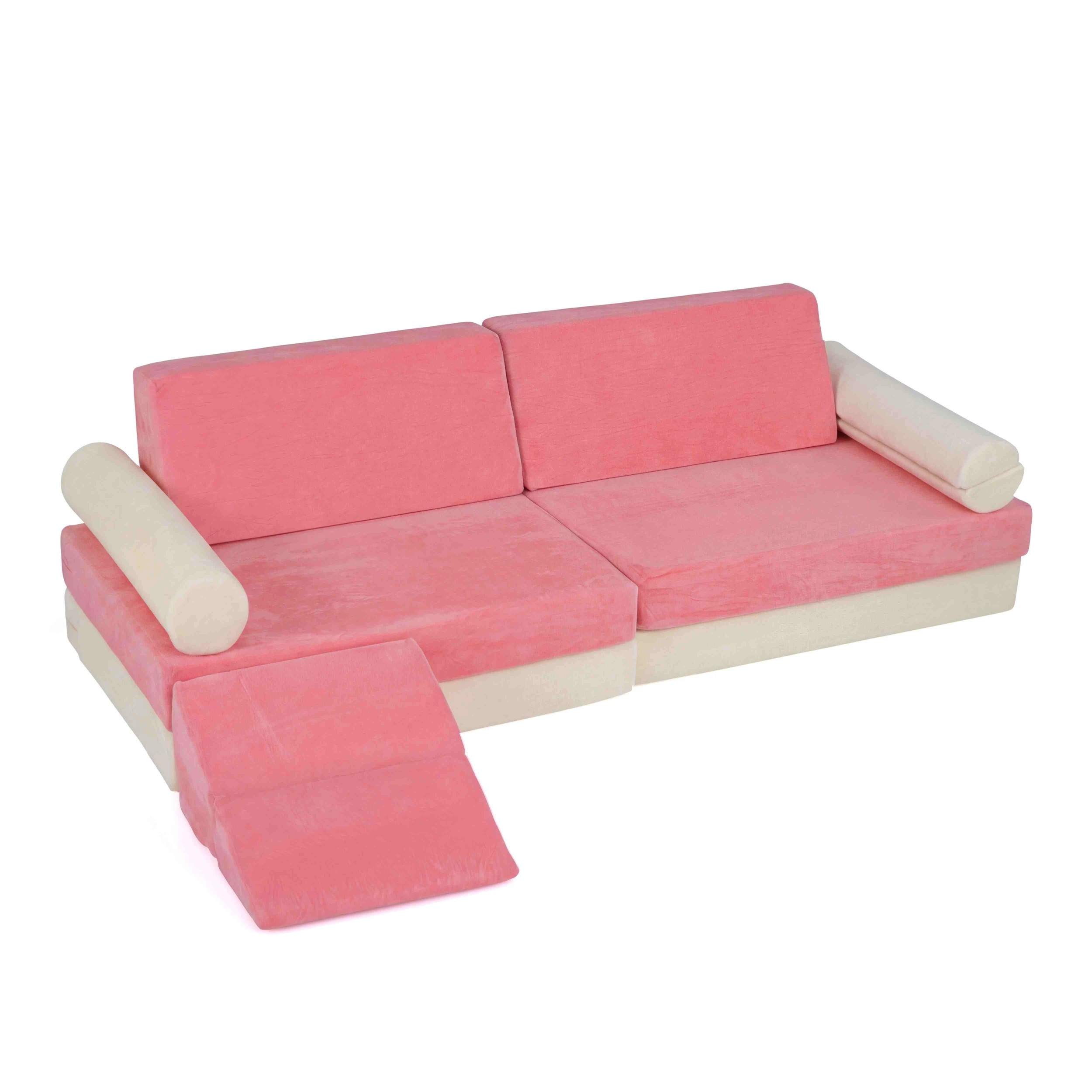 1 Costway 10pcs Sofa Bed Modular Play Couch Climb & Crawl Foam Playset - Pink, 1 of 3