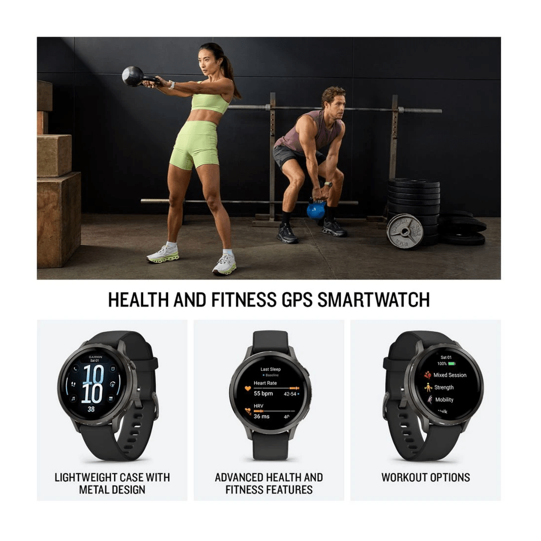 2 Garmin Venu 4 41mm Smartwatch Slate with Black Band, 2 of 6