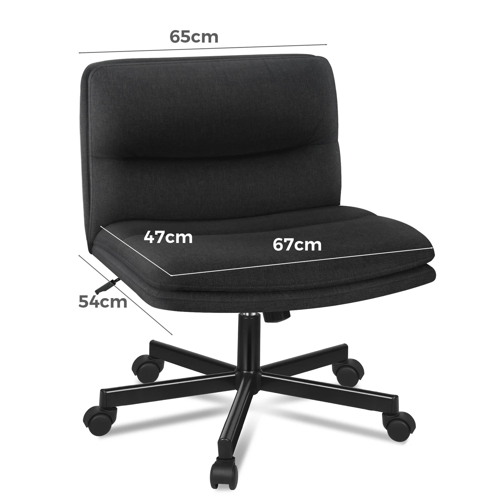6 Alfordson Desk Chair Office Computer Armless Wide Seat Mid Back Fabric - Black, 6 of 7