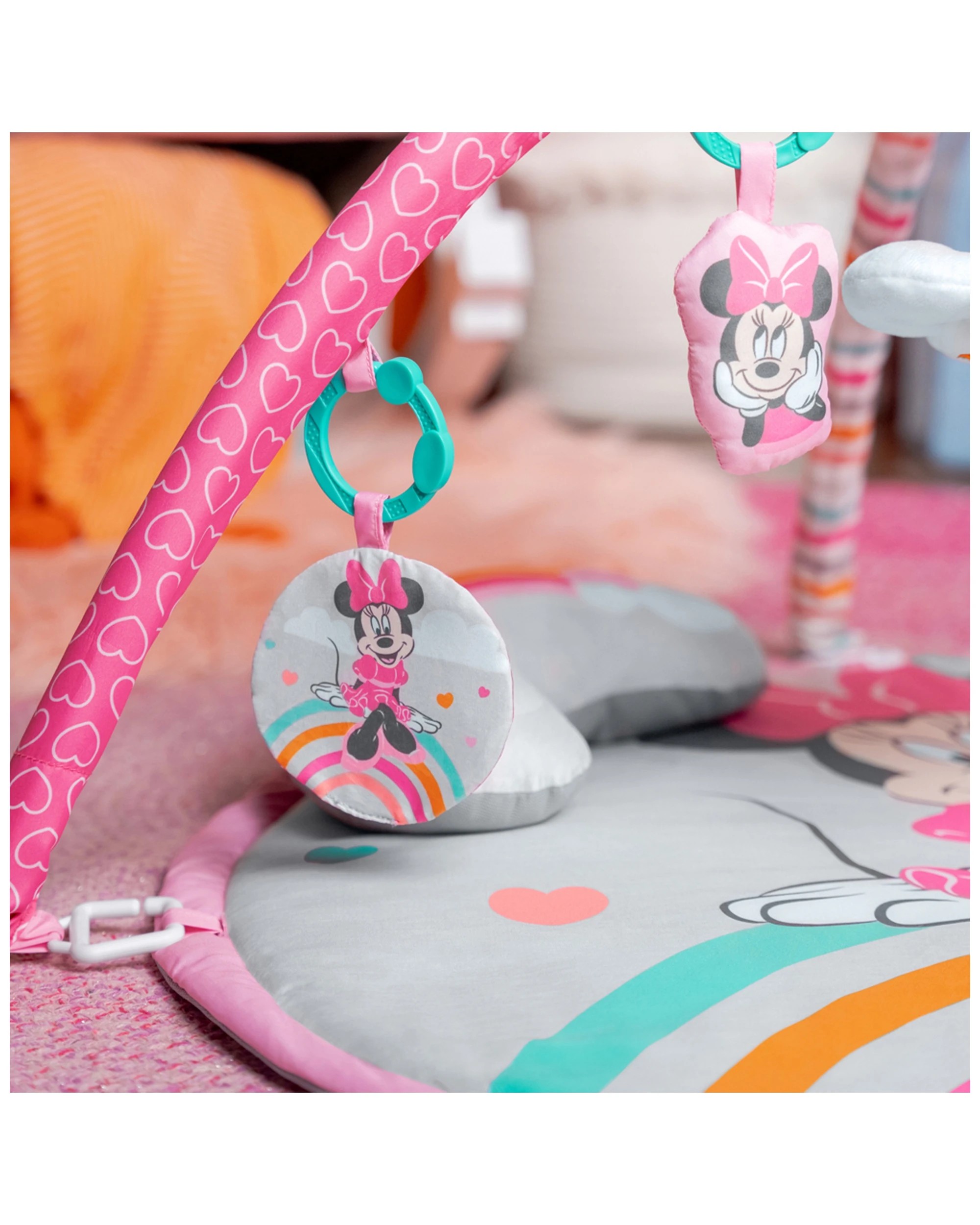 3 Bright Starts Minnie Mouse Baby Activity Gym 0m Plus With Music And Toys Mat - Pink, 3 of 6