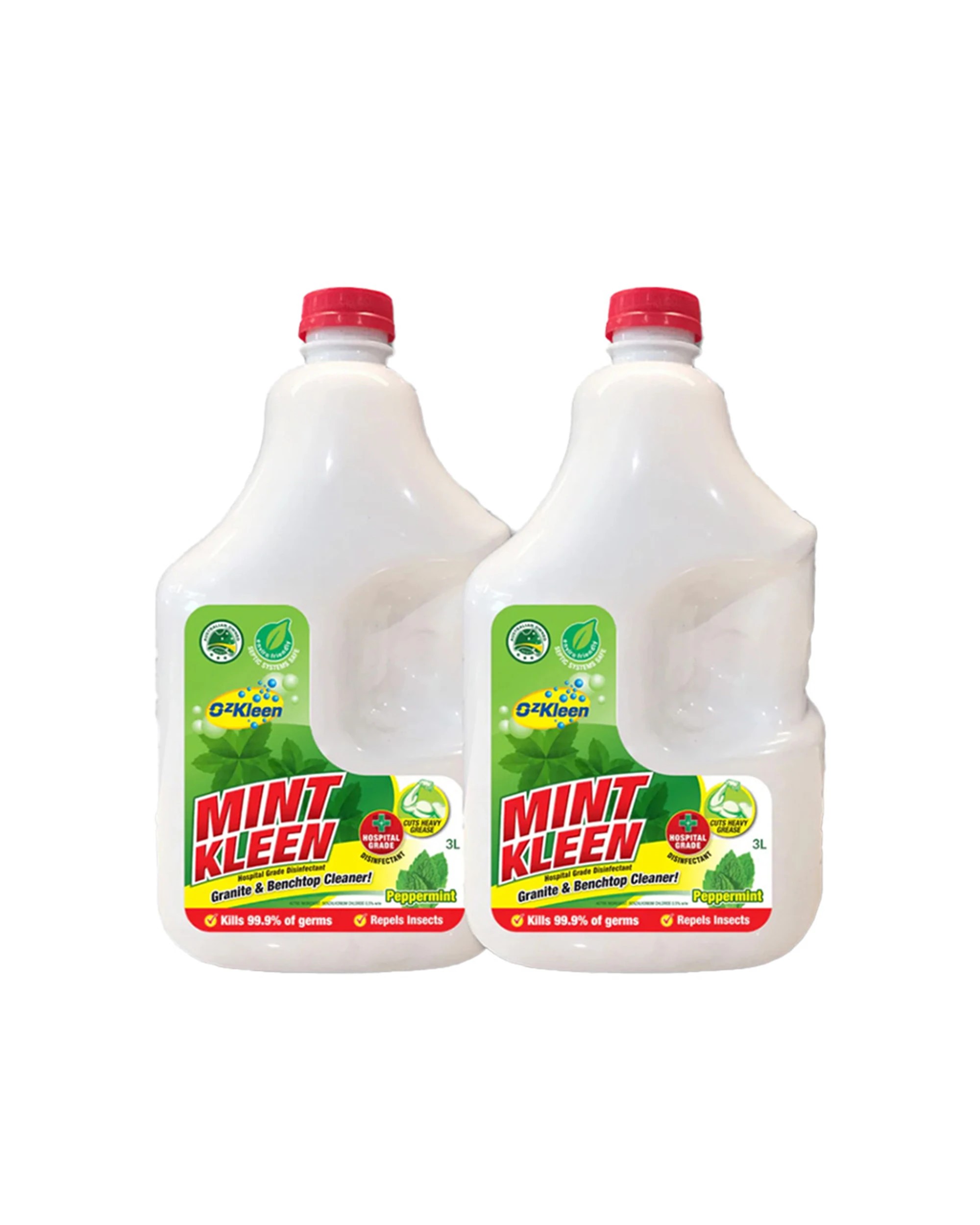 1 OzKleen 2 Pack Mint Kleen 3L Granite & Benchtop Disinfectant Cleaner - White, 1 of 1