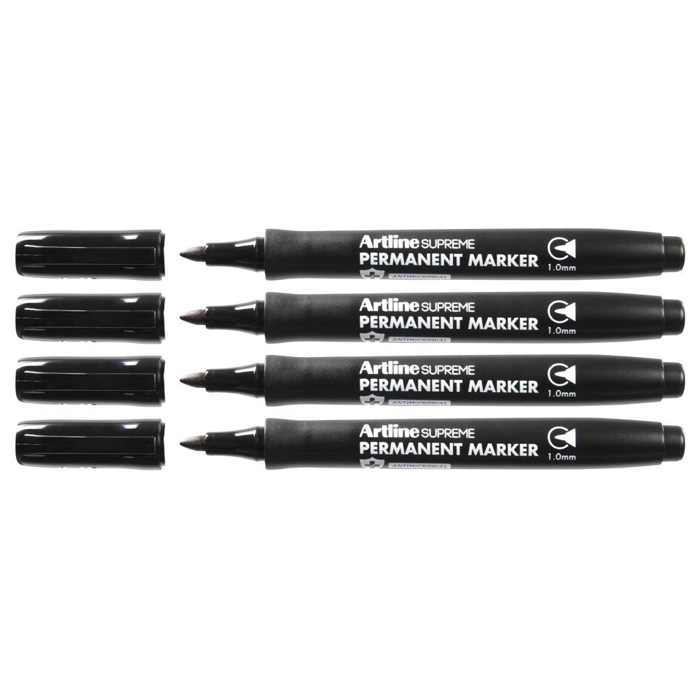 2 Artline Supreme Permanent Marker Core Black 4 Pack, 2 of 3