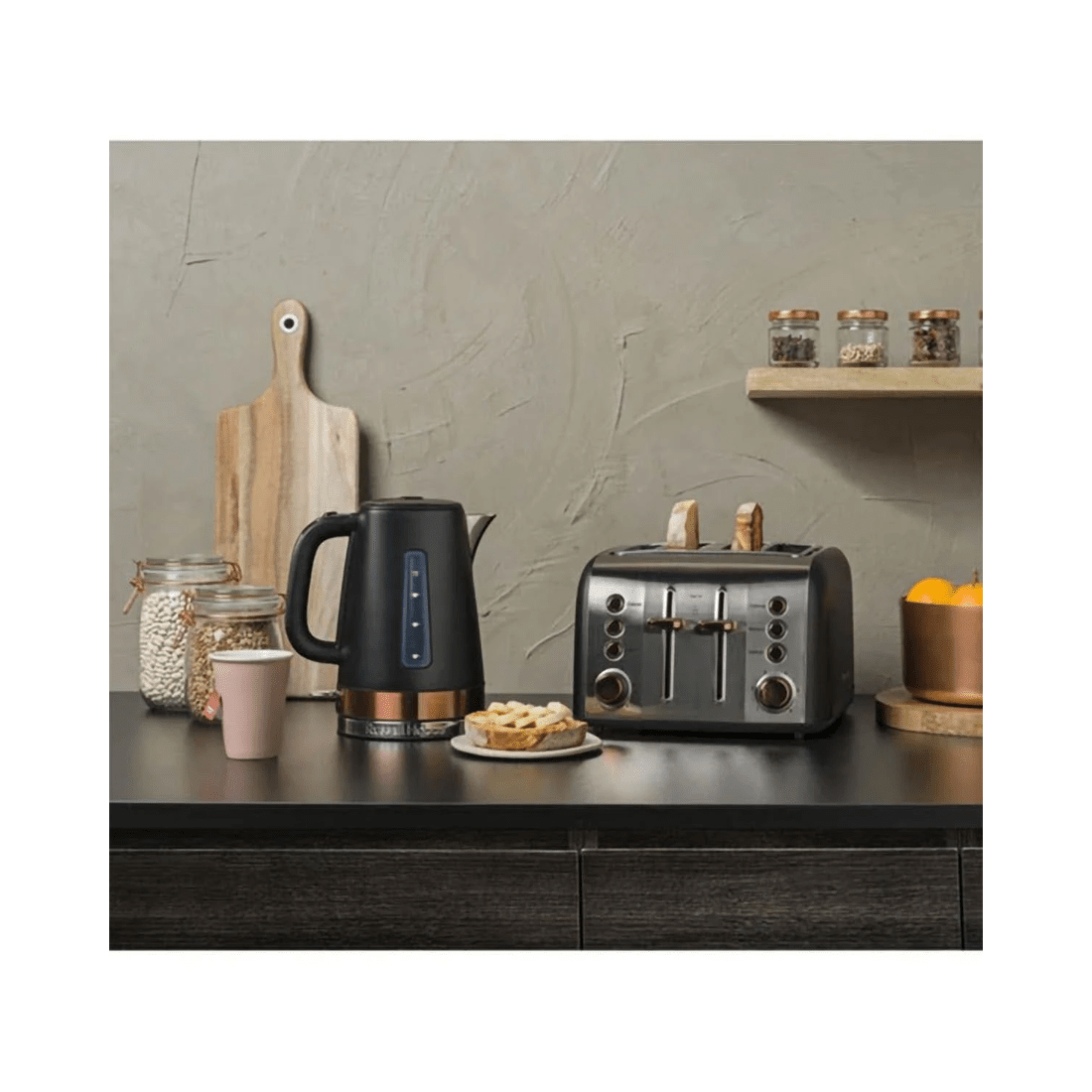3 Russell Hobbs Brooklyn 4 Slice Toaster - Black with Copper Details, 3 of 4