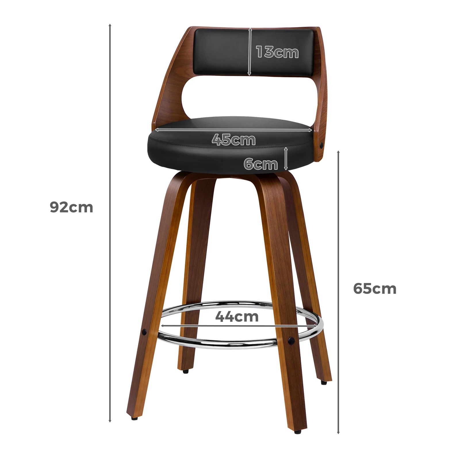 9 Alfordson 2x Swivel Bar Stools Eden Kitchen Wooden Dining Chair - Black, 9 of 10