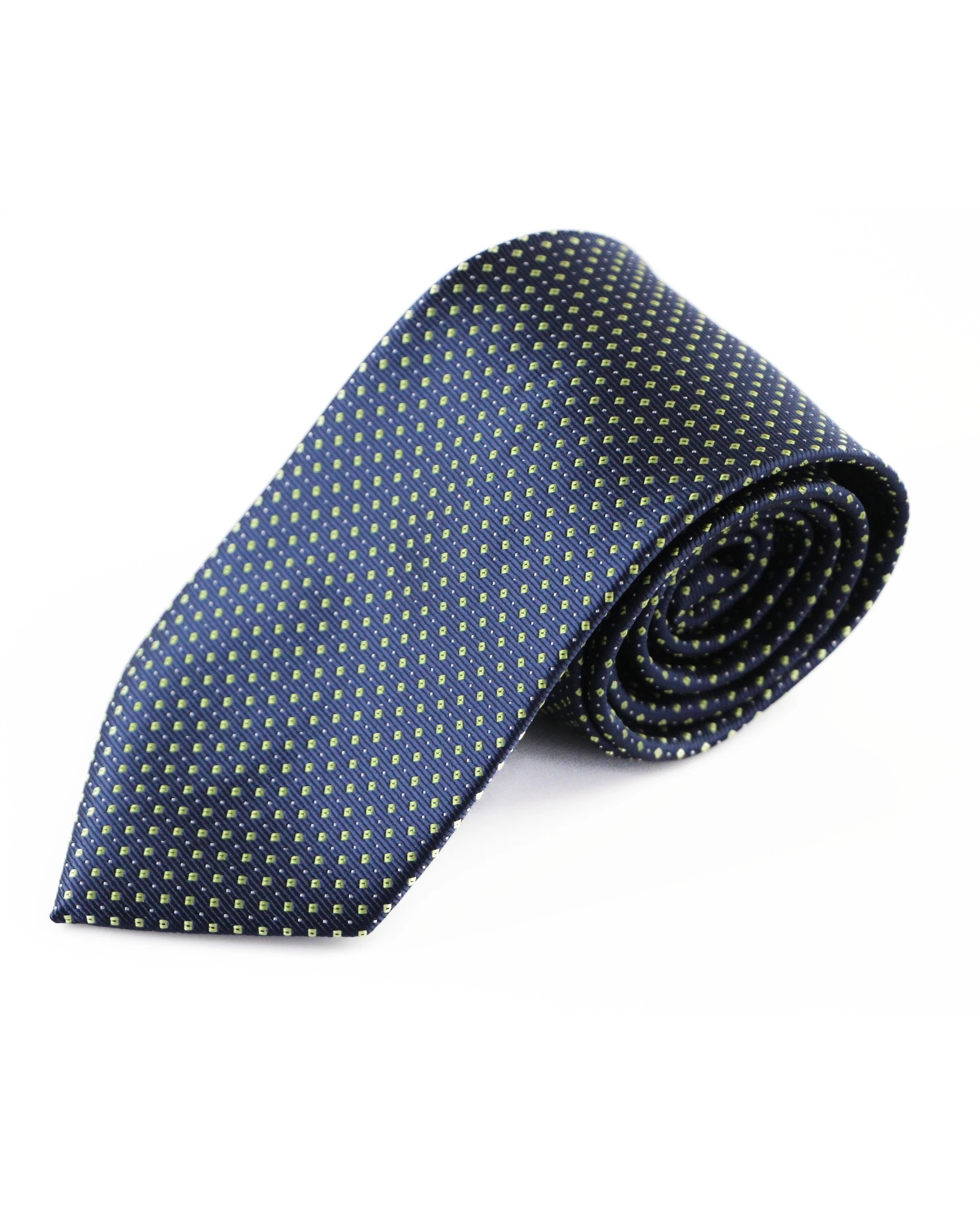 2 Zasel Mens Navy & Lime Elegant Patterned 8cm Neck Tie, 2 of 2
