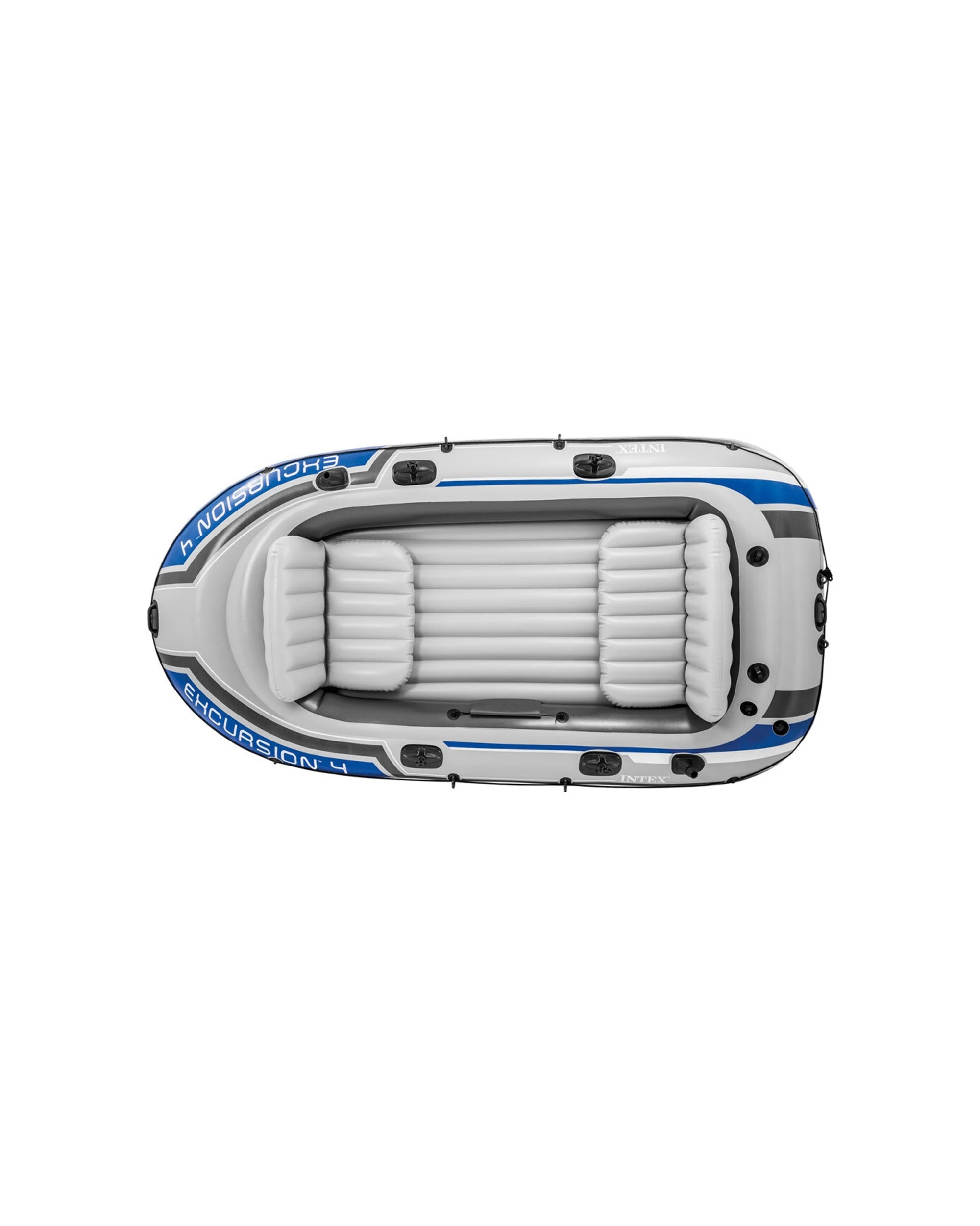 2 Intex Excursion 4 Person Inflatable Boat With Rod Holders Gear Pouch - Grey, 2 of 8