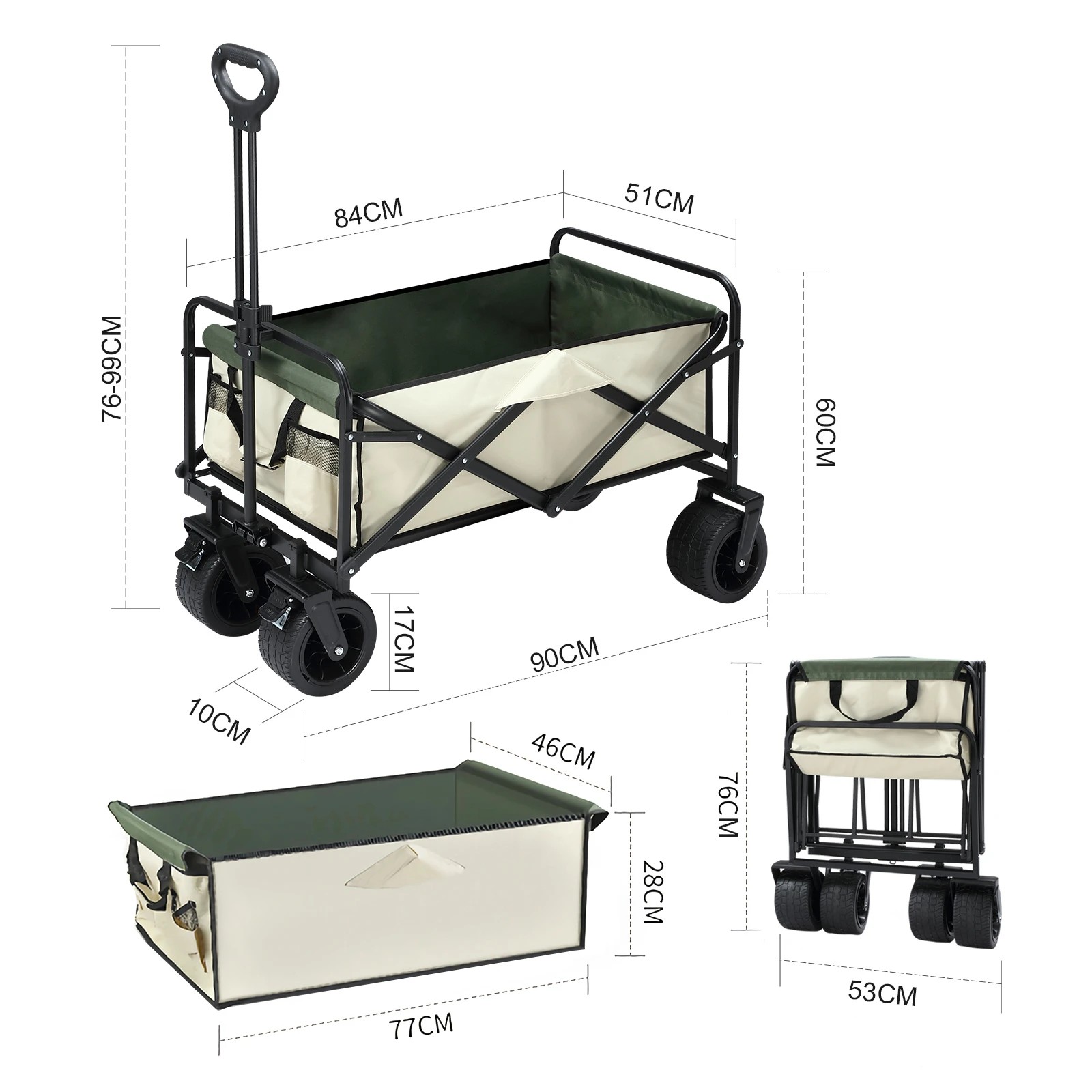4 Ausway Garden Beach Cart Wagon Foldable Utility Shopping Trolley Trailer, 4 of 7