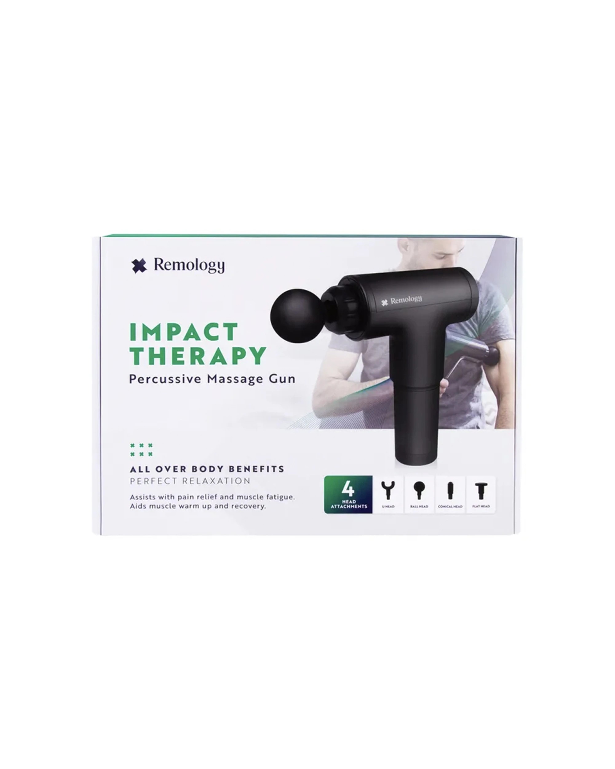3 Remology Impact Therapy Percussive Massage Gun With 4 Head Attachments - Black, 3 of 3