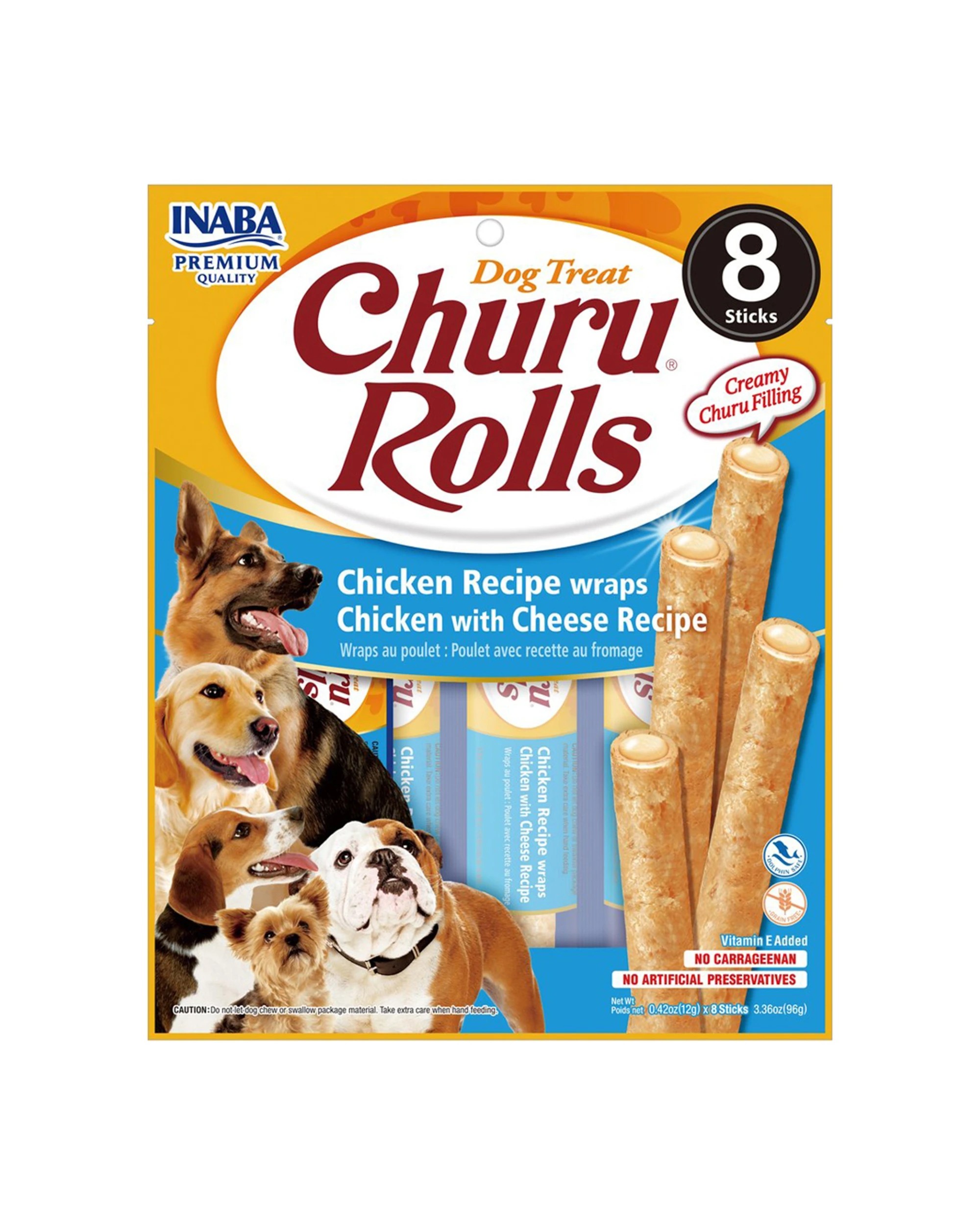 2 Inaba Pet Dog Churu Rolls Chicken Wraps With Cheese 3 Pack 8 Pack 96g - Plain, 2 of 3