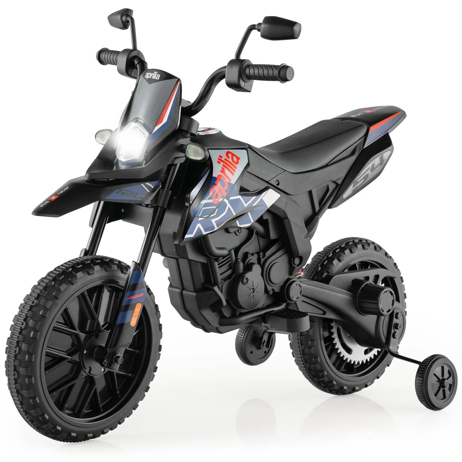 1 Costway Ride On Motorcycle Aprilia Licensed Electric Motorbike - Blue, 1 of 2