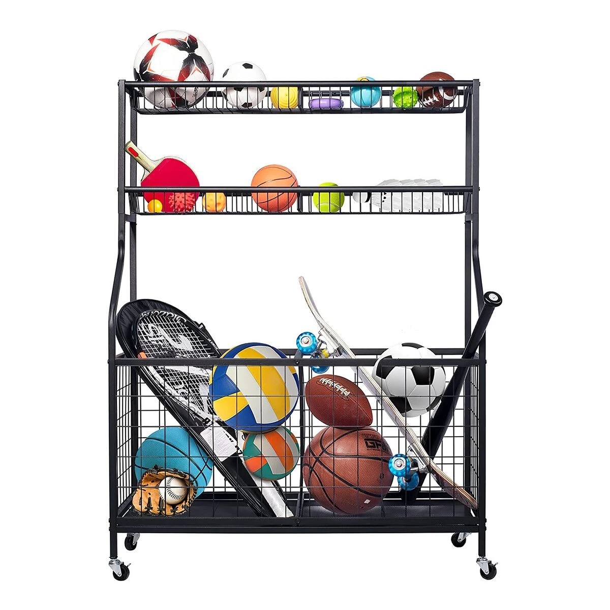 4 Ausway All-in-one Ball Storage Rack Gym Sports Equipment Garage Organiser, 4 of 4