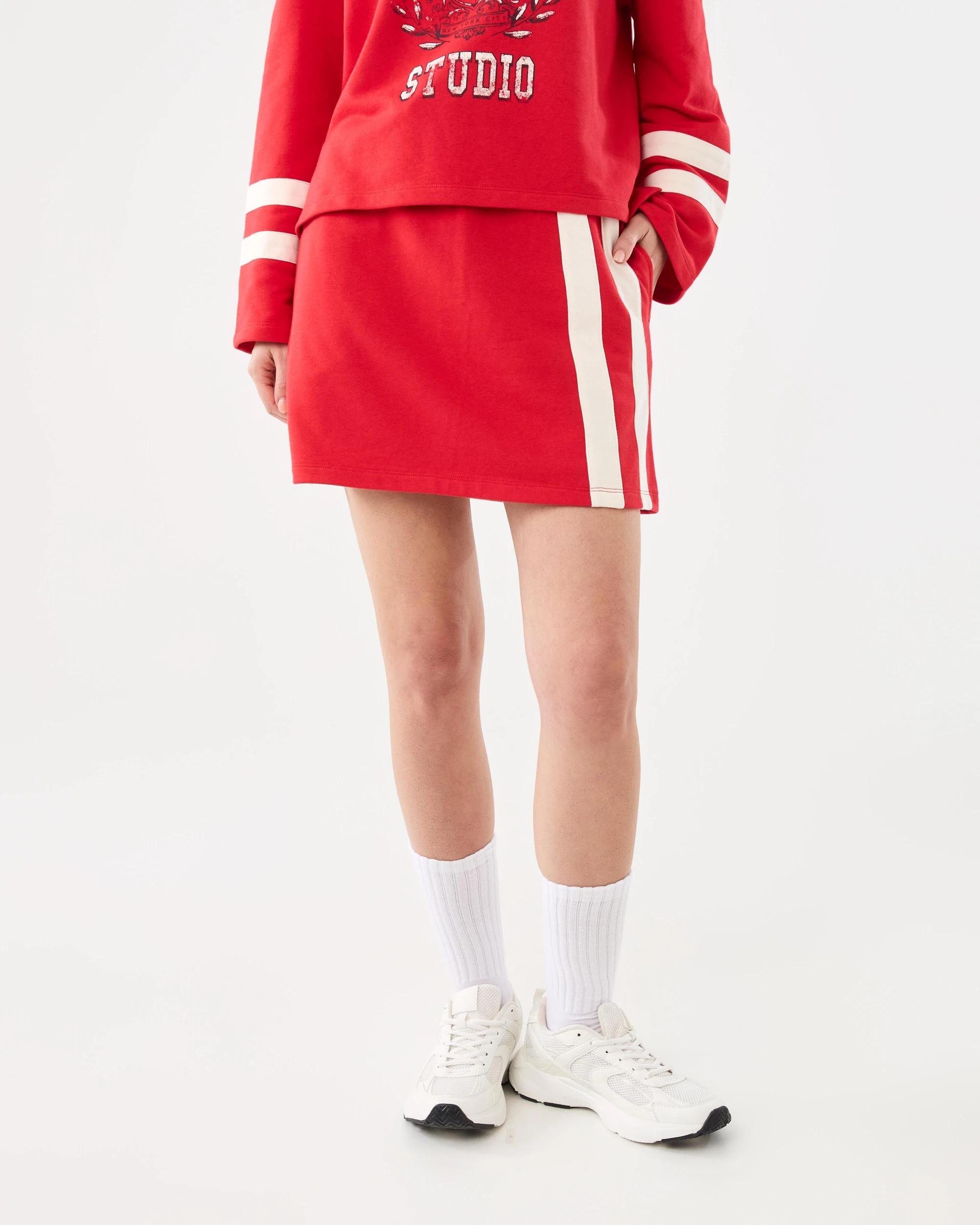 1 French Terry Stripe Skirt Strawberry, 1 of 6
