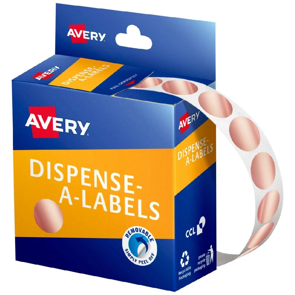 1 Avery Dispenser Labels Circle 14mm Rose Gold 500 Pack, 1 of 2