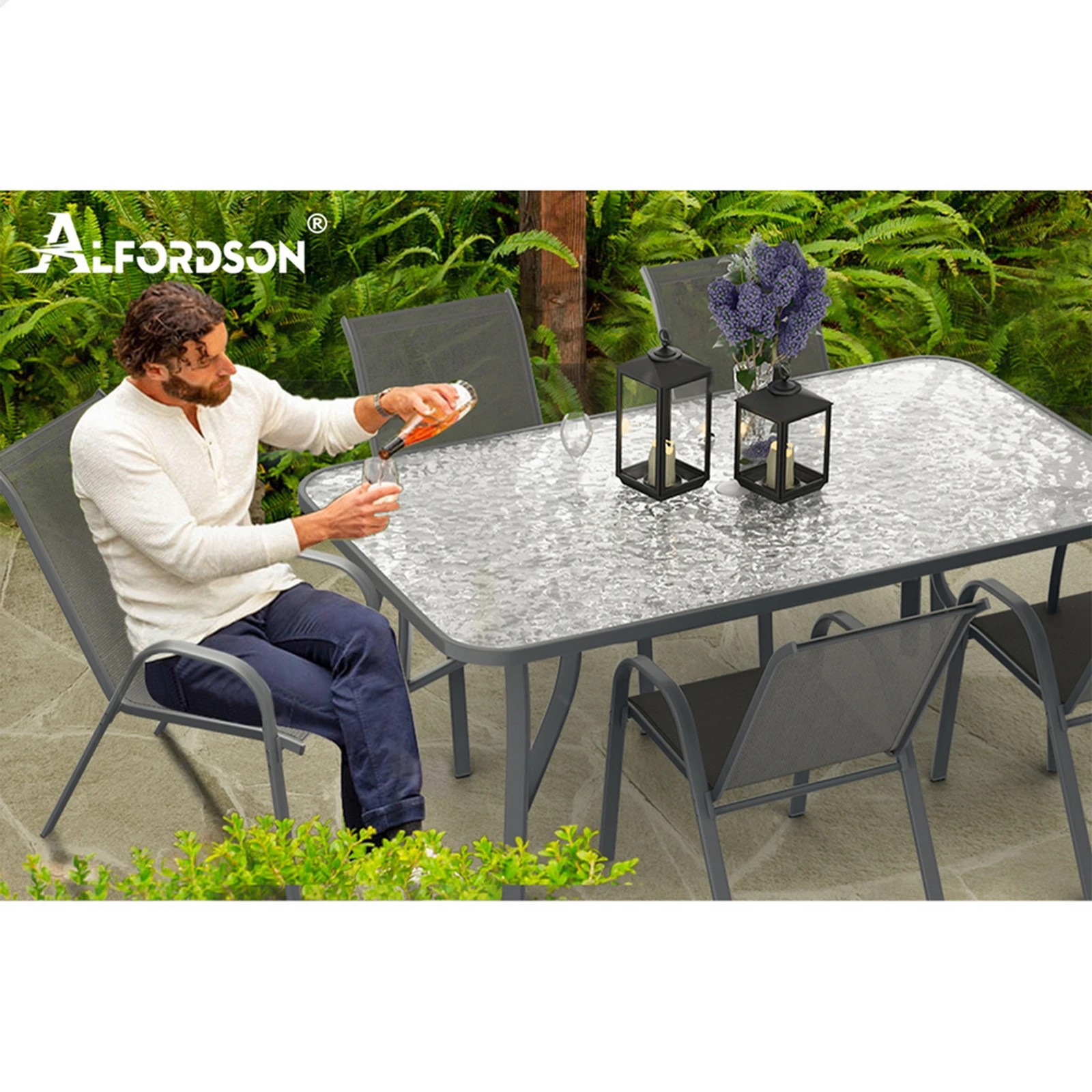 9 Alfordson 5PCS Outdoor Dining Set Table and Chairs Patio Furniture Bistro - Grey, 9 of 9