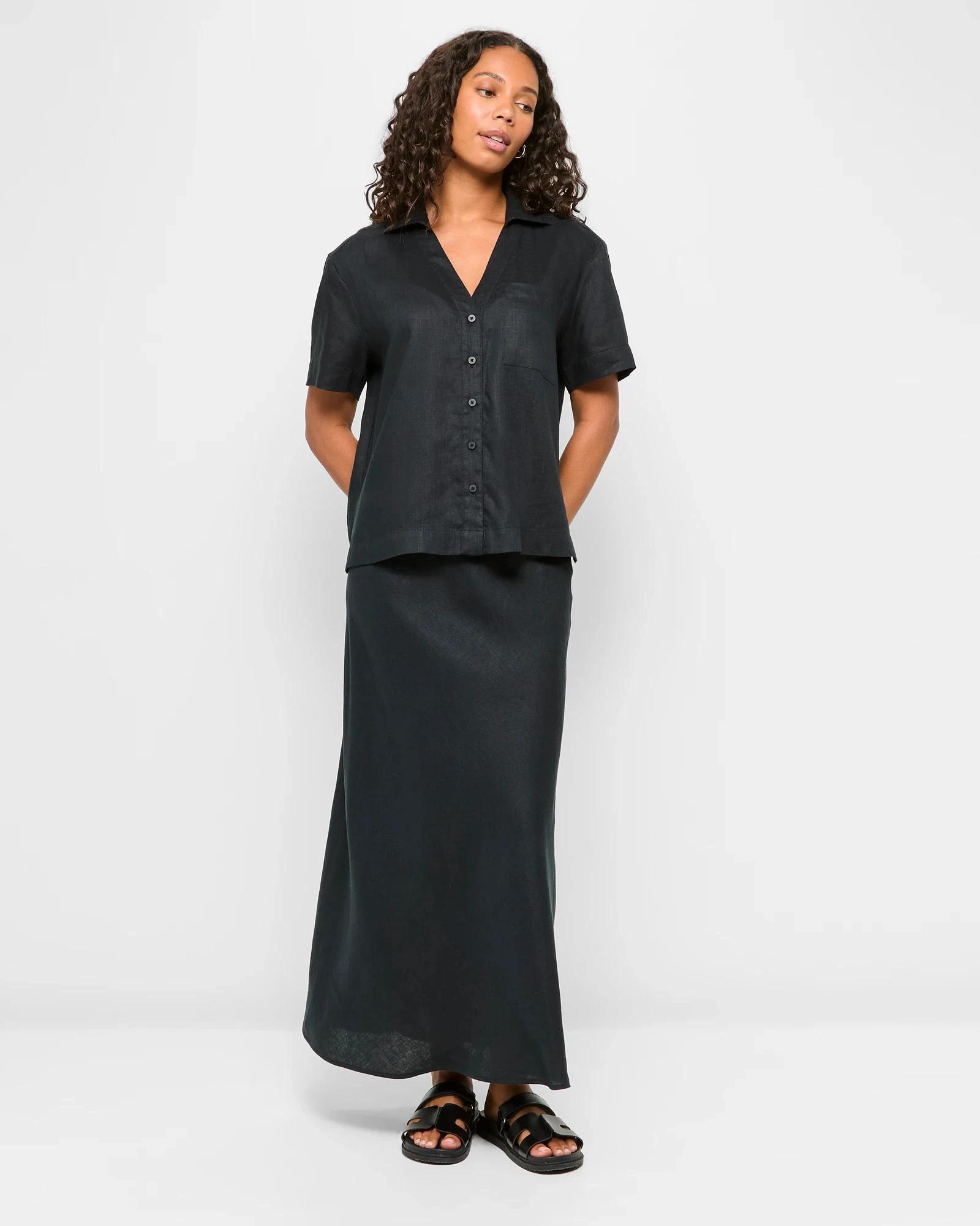 2 Target Woman European Linen Shirt BLACK, 2 of 5