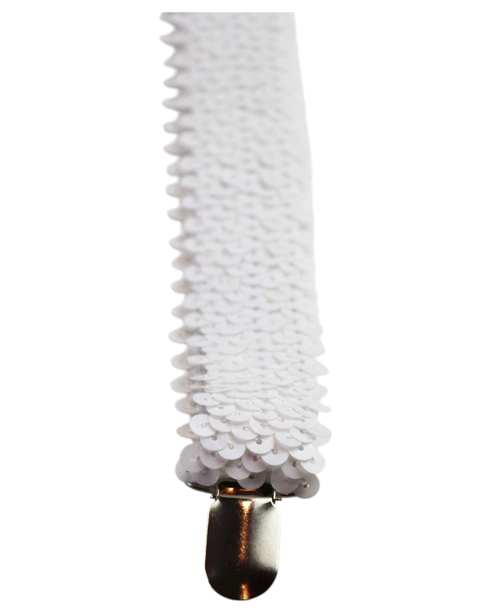 2 Zasel Unisex Adjustable 100cm Sequin Suspenders - White, 2 of 3