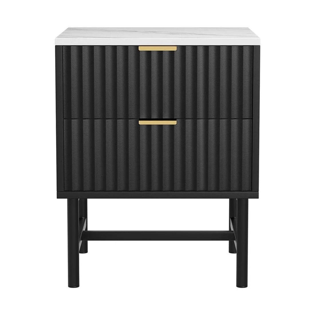 4 Artiss Bedside Table 2 Drawers Nightstand Bedroom Furniture Storage Modern Decor Easy Assembly Easy Clean - Black, 4 of 6