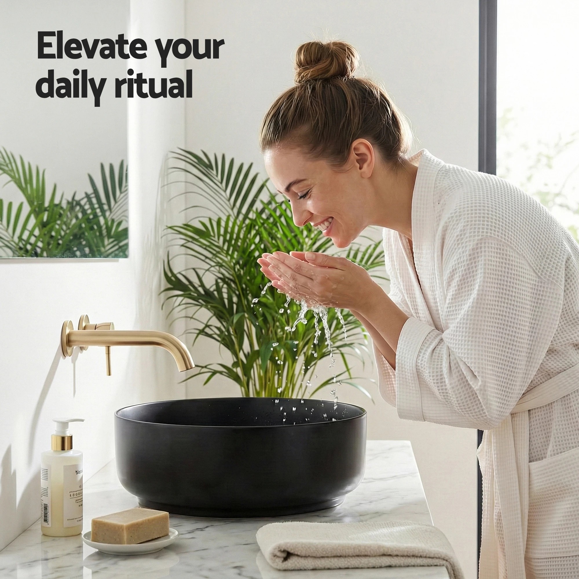 7 Cefito Bathroom Basin Ceramic Vanity Sink Vessel Bowl Wash Matte  Round Countertop - Black, 7 of 7