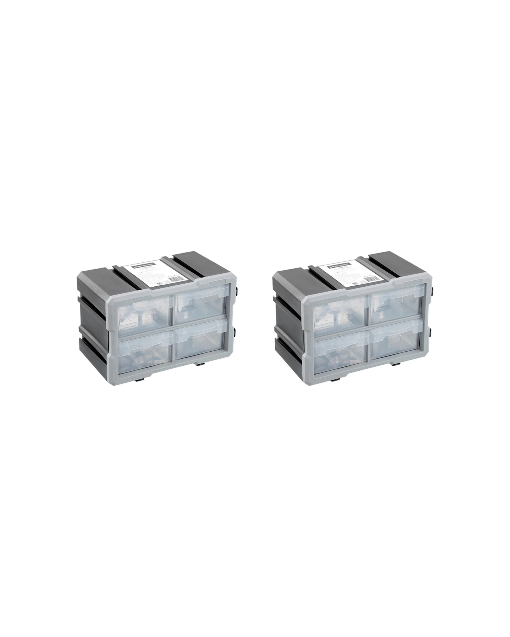 1 Boxsweden Garaz 4-Drawer Storage Organiser 2PK 29.5X19.5Cm Stackable Dividers - Grey, 1 of 6