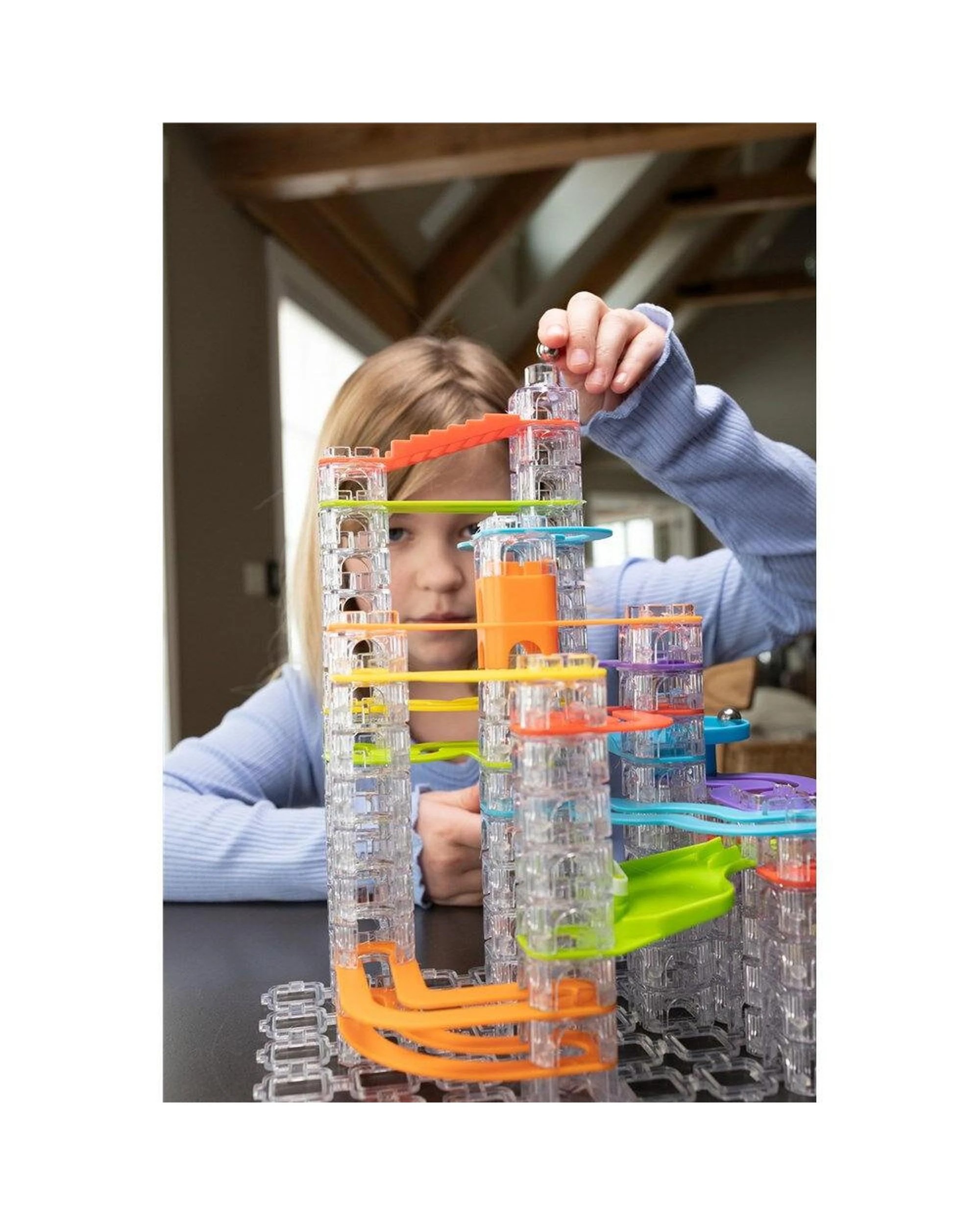 4 Fat Brain Toy Co 124pc Trestle Tracks Marble Run Builder New Deluxe Set 8y, 4 of 5