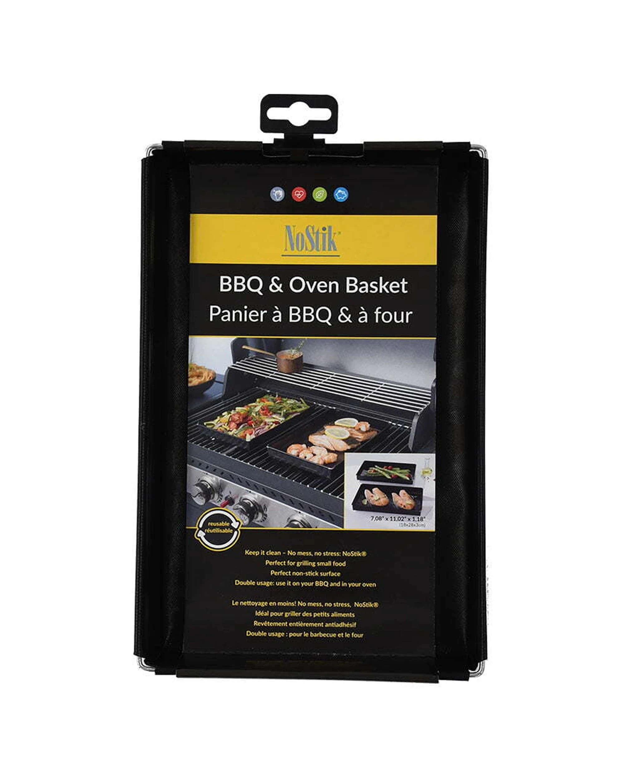 3 Nostik Reusable Non-stick Bbq Tray 28x18cm Heat Resistant Oven Safe For Barbecue - Black, 3 of 3