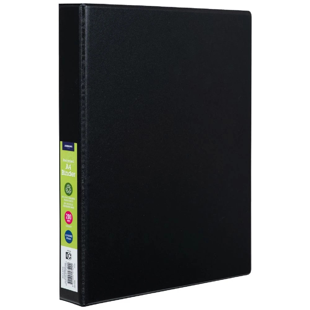 1 J.Burrows A4 4 D-Ring Binder 25mm Black, 1 of 4