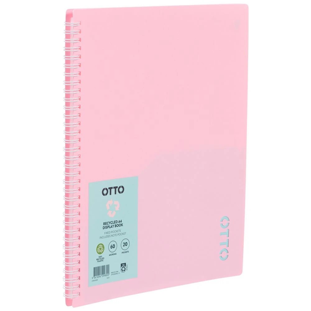 1 Otto A4 Fixed Display Book 20 Pockets Pink, 1 of 4